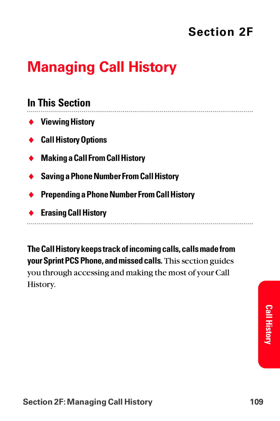 Sanyo MM-8300 manual Managing Call History 