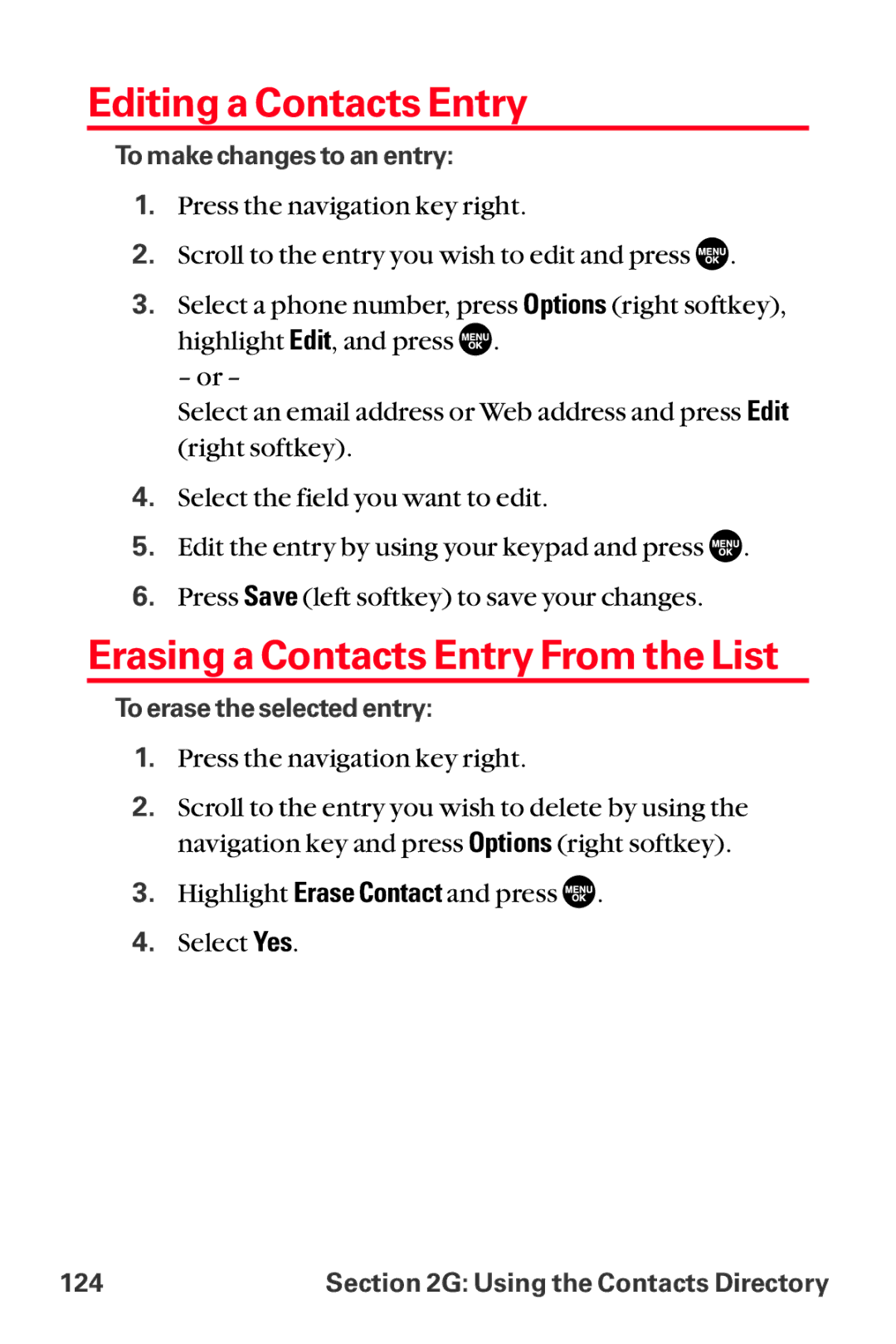 Sanyo MM-8300 manual Editing a Contacts Entry, Erasing a Contacts Entry From the List 