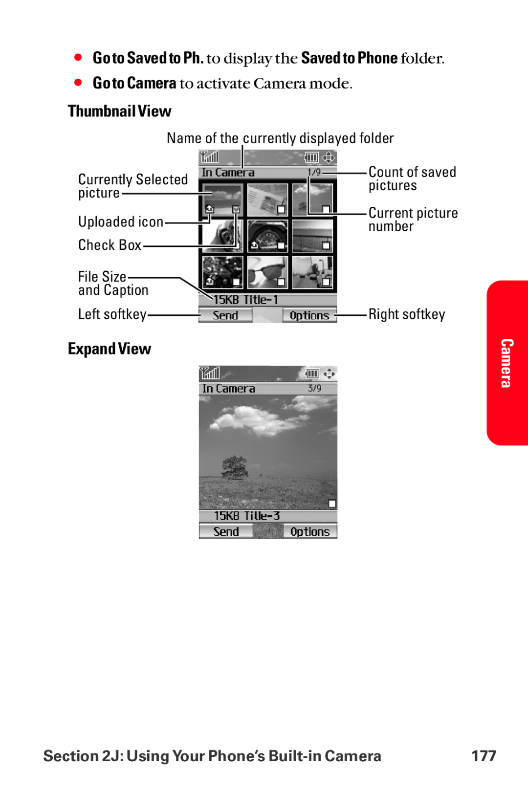 Sanyo MM-8300 manual  Go to Saved to Ph. to display the Saved to Phone folder, Thumbnail View, Expand View 