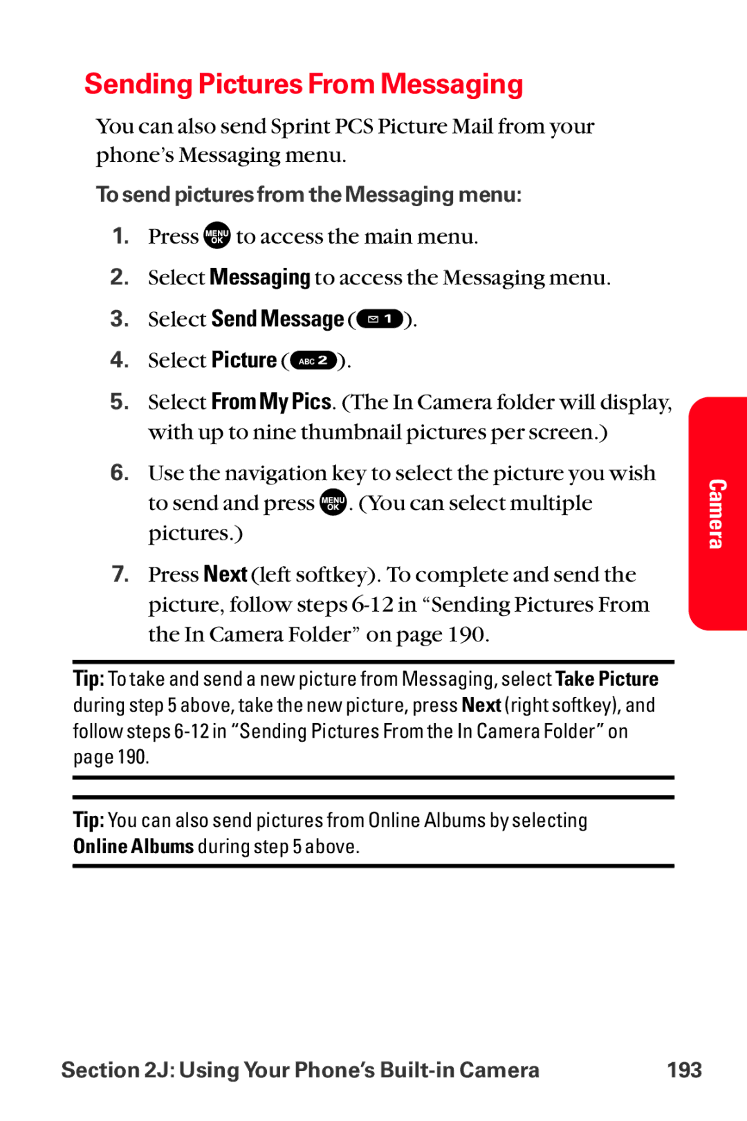 Sanyo MM-8300 manual Sending Pictures From Messaging, Select Send Message 