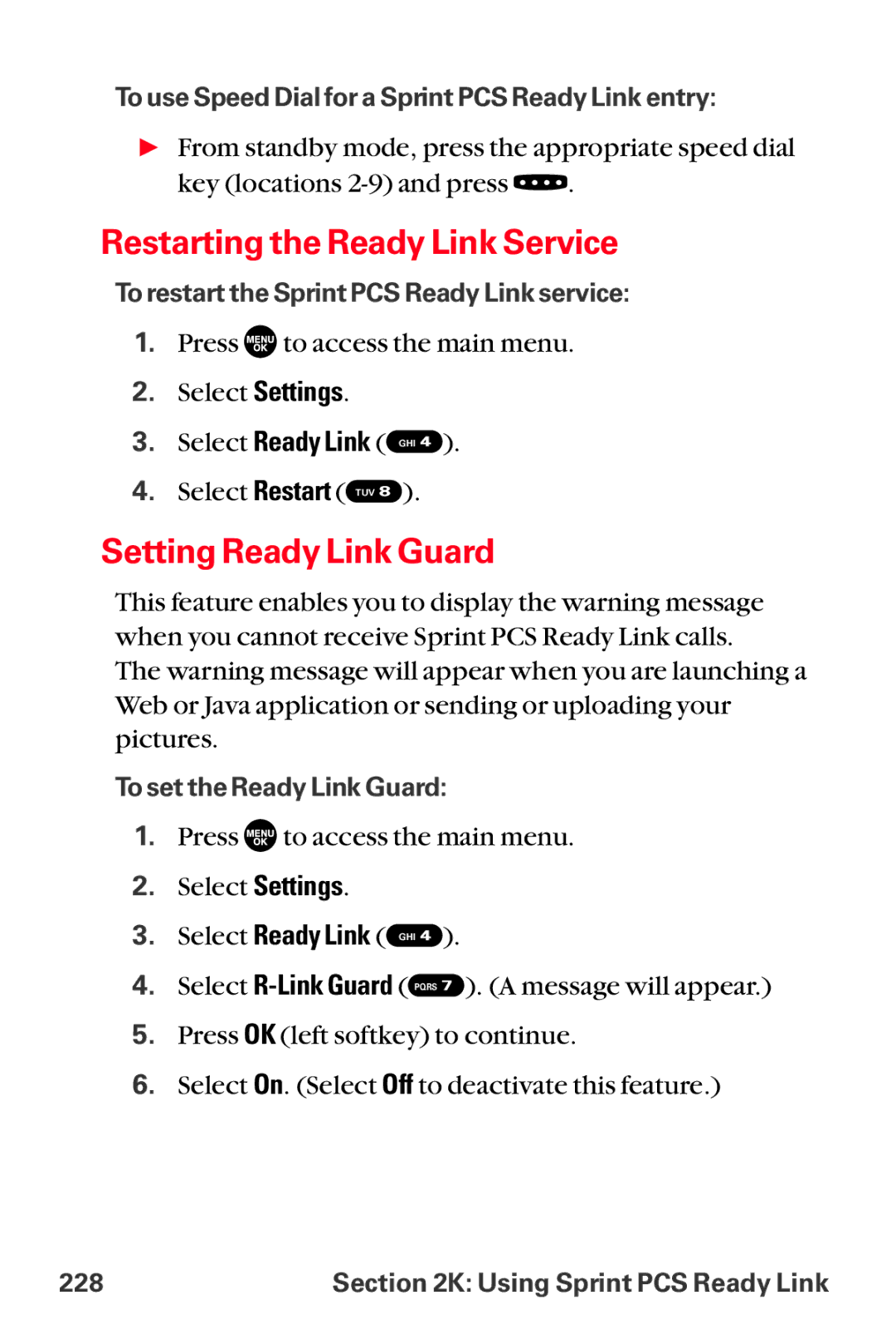 Sanyo MM-8300 manual Restarting the Ready Link Service, Setting Ready Link Guard 