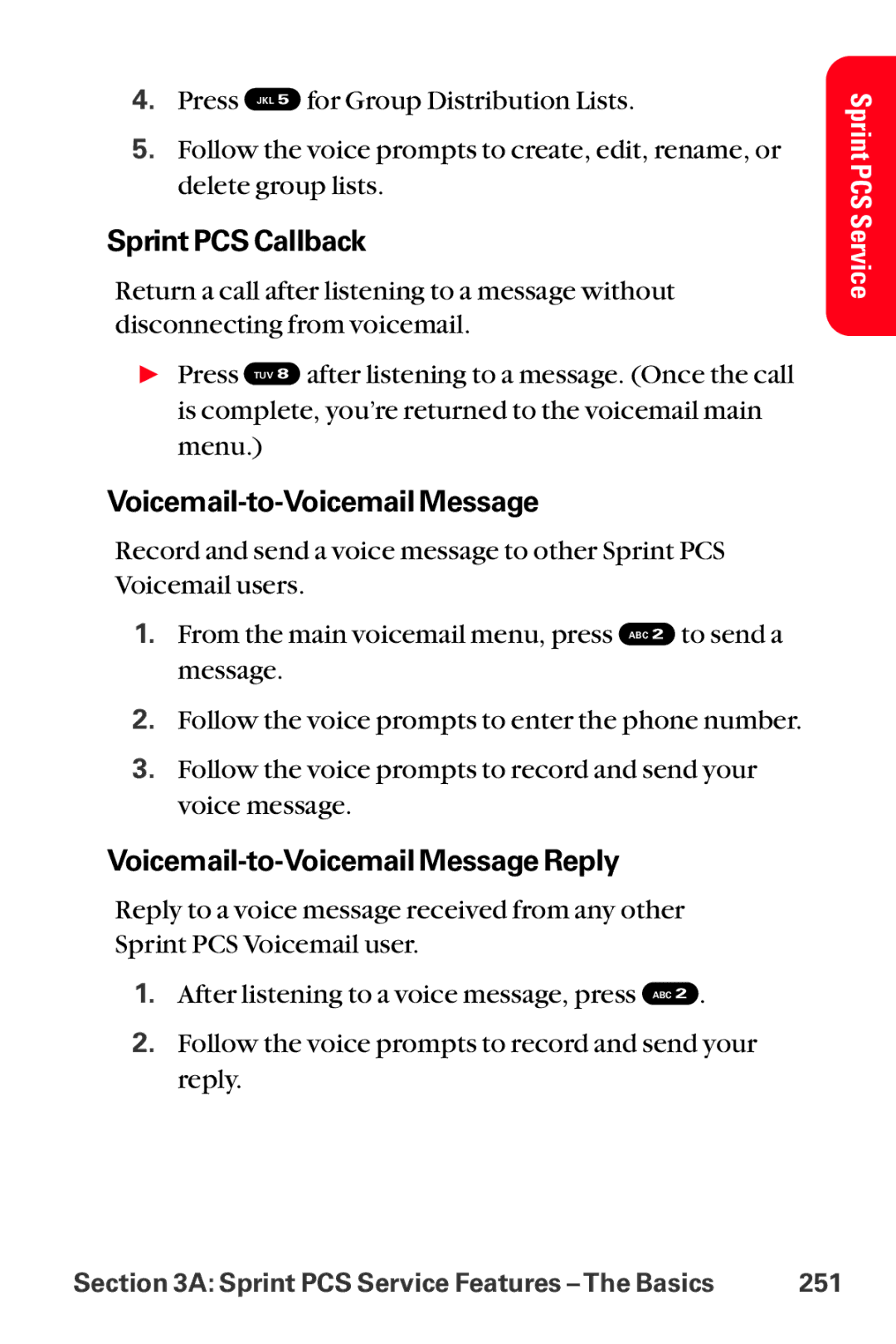 Sanyo MM-8300 manual Sprint PCS Callback, Voicemail-to-Voicemail Message Reply 