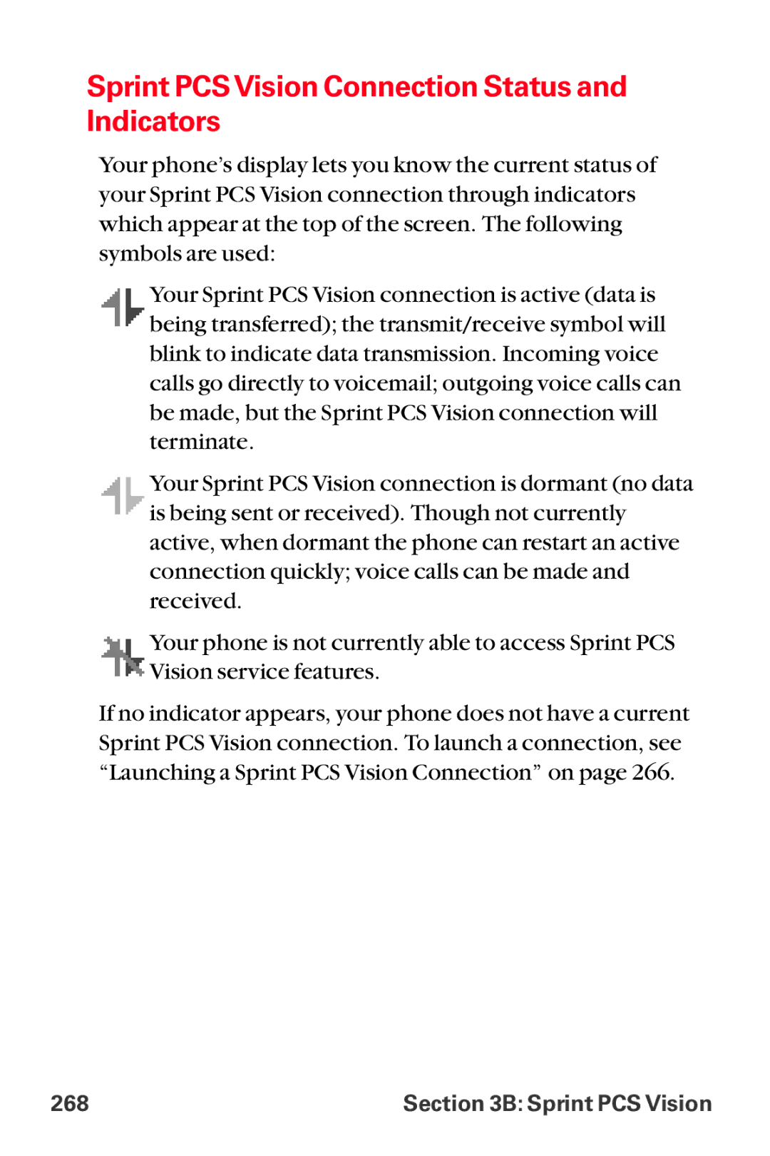 Sanyo MM-8300 manual Sprint PCS Vision Connection Status and Indicators 