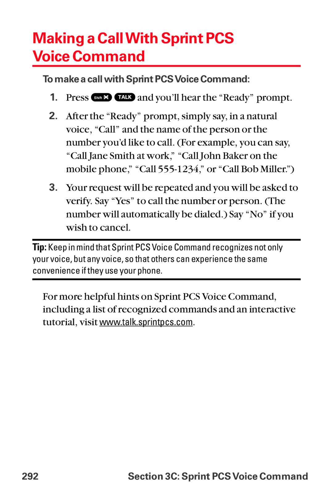 Sanyo MM-8300 manual Making a Call With Sprint PCS Voice Command 