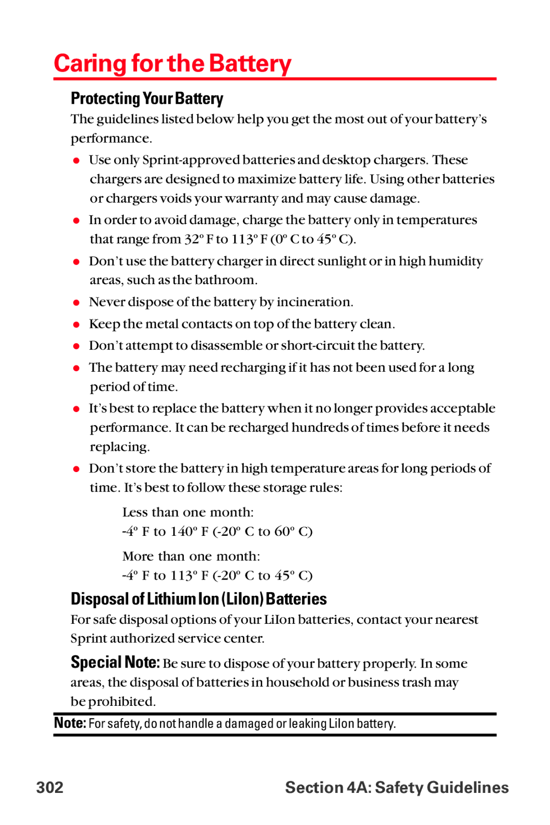 Sanyo MM-8300 manual Caring for the Battery, Protecting Your Battery, Disposal of Lithium Ion LiIon Batteries 