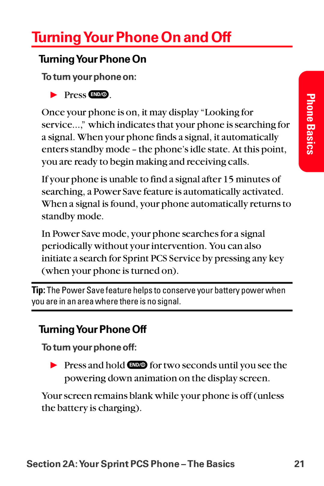 Sanyo MM-8300 manual Turning Your Phone On and Off, Turning Your Phone Off 