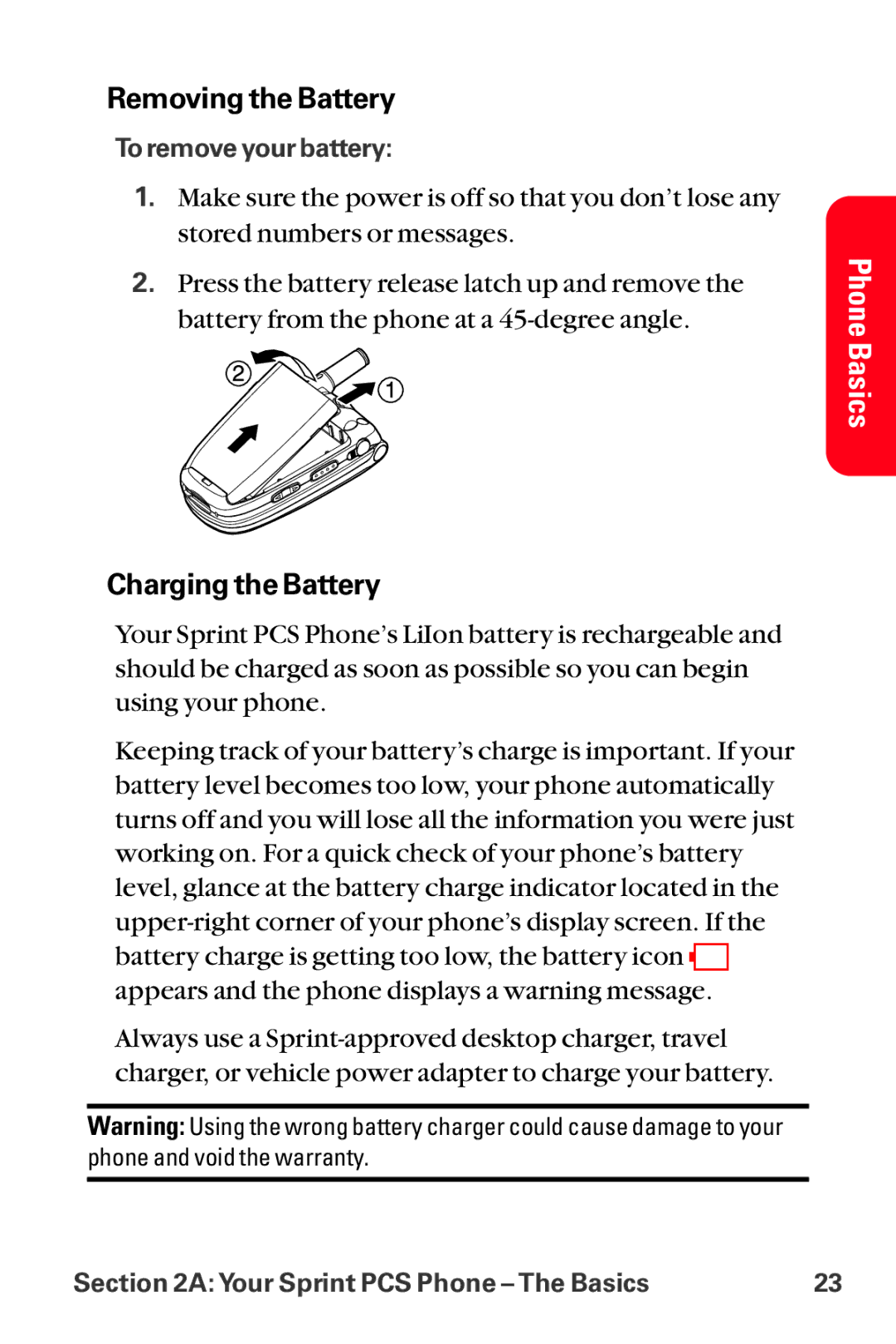 Sanyo MM-8300 manual Removing the Battery, Charging the Battery 