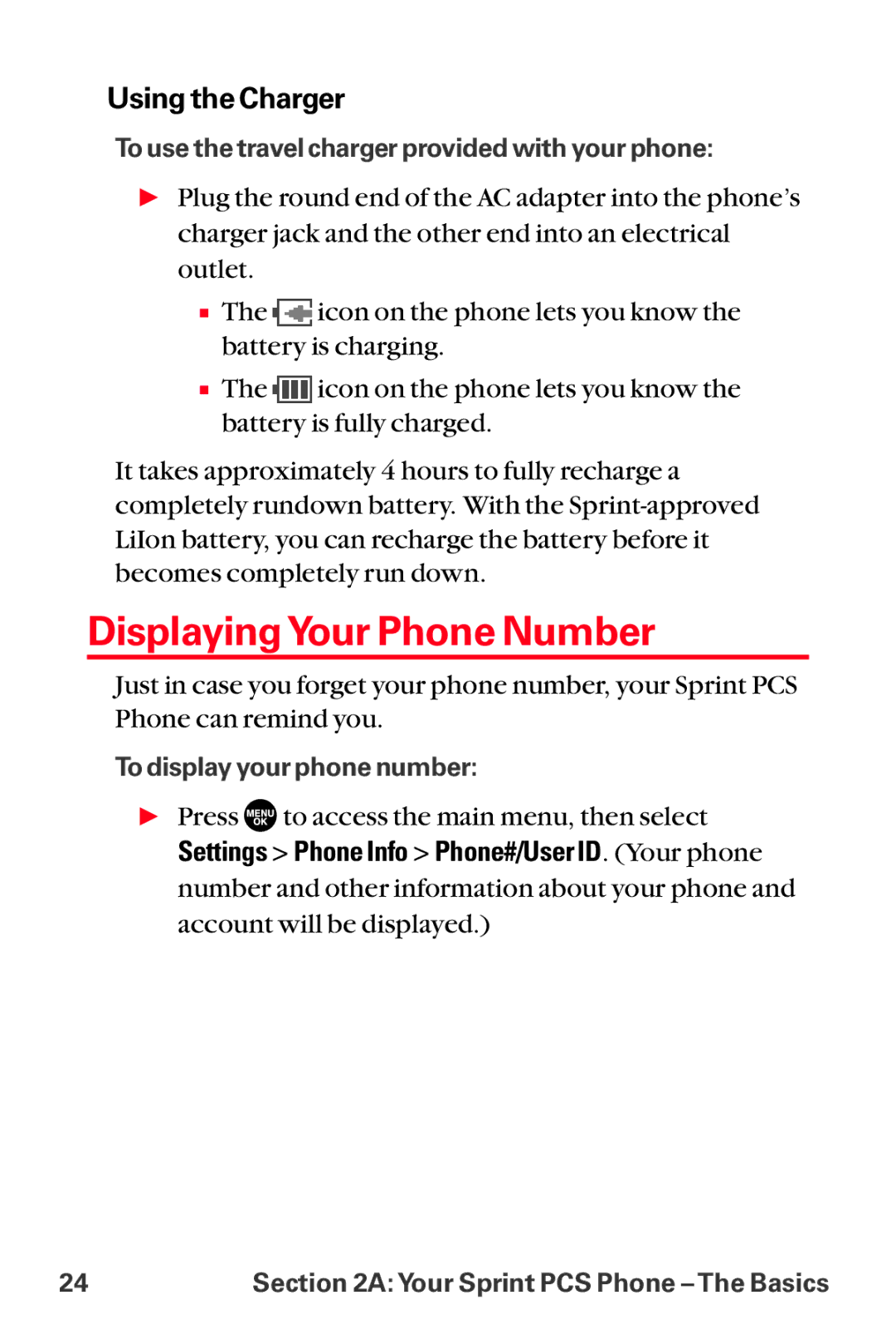 Sanyo MM-8300 manual Displaying Your Phone Number, Using the Charger 