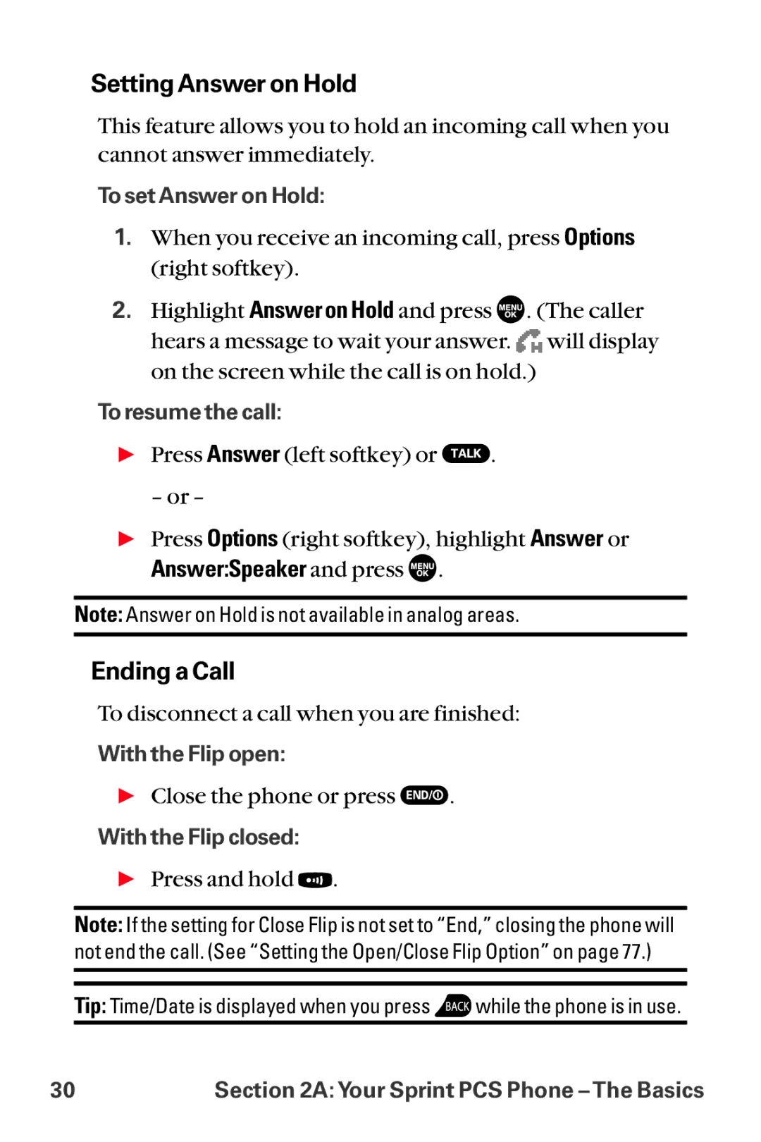 Sanyo MM-8300 manual Setting Answer on Hold, Ending a Call, AnswerSpeaker and press 