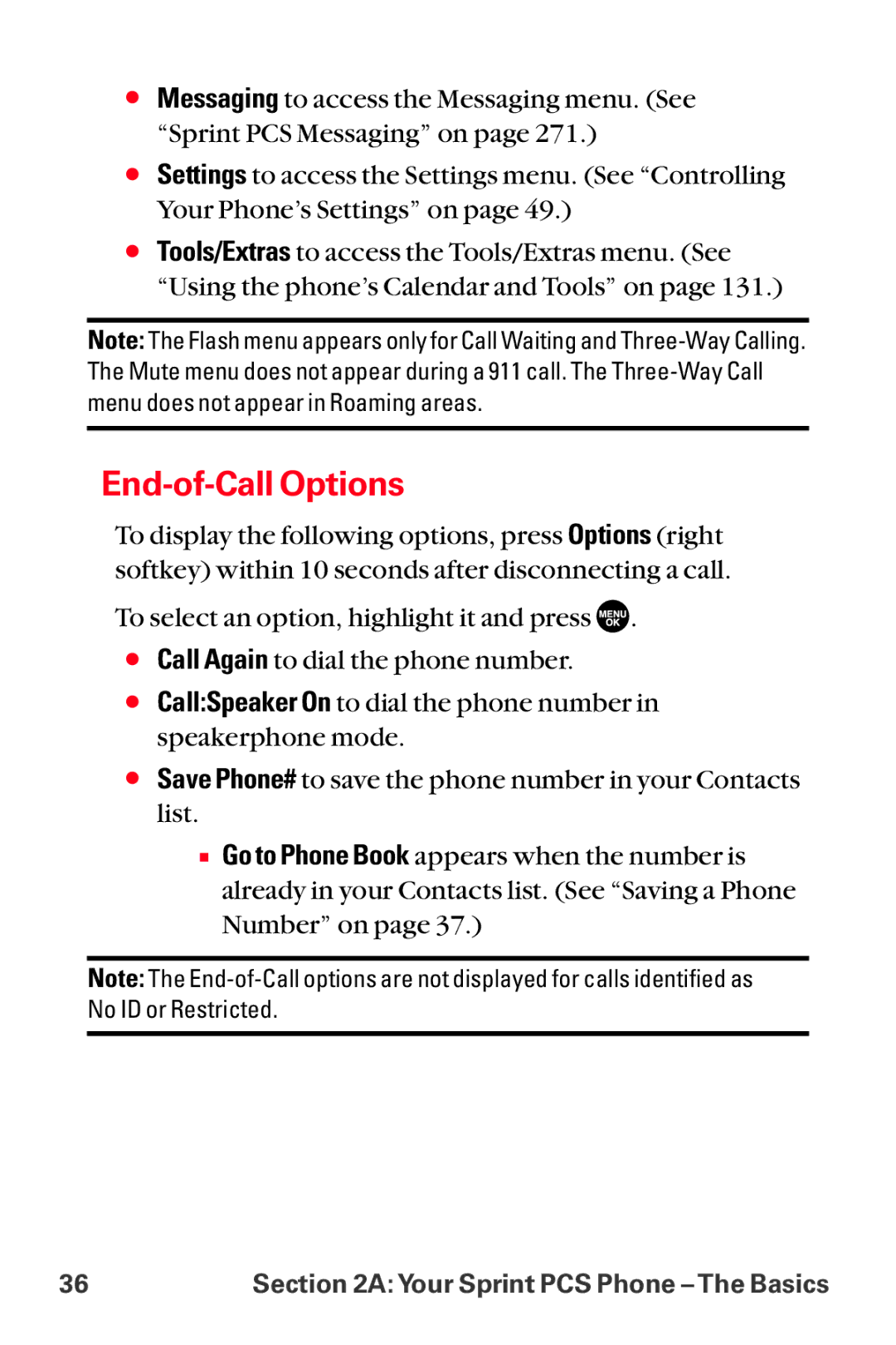 Sanyo MM-8300 manual End-of-Call Options 