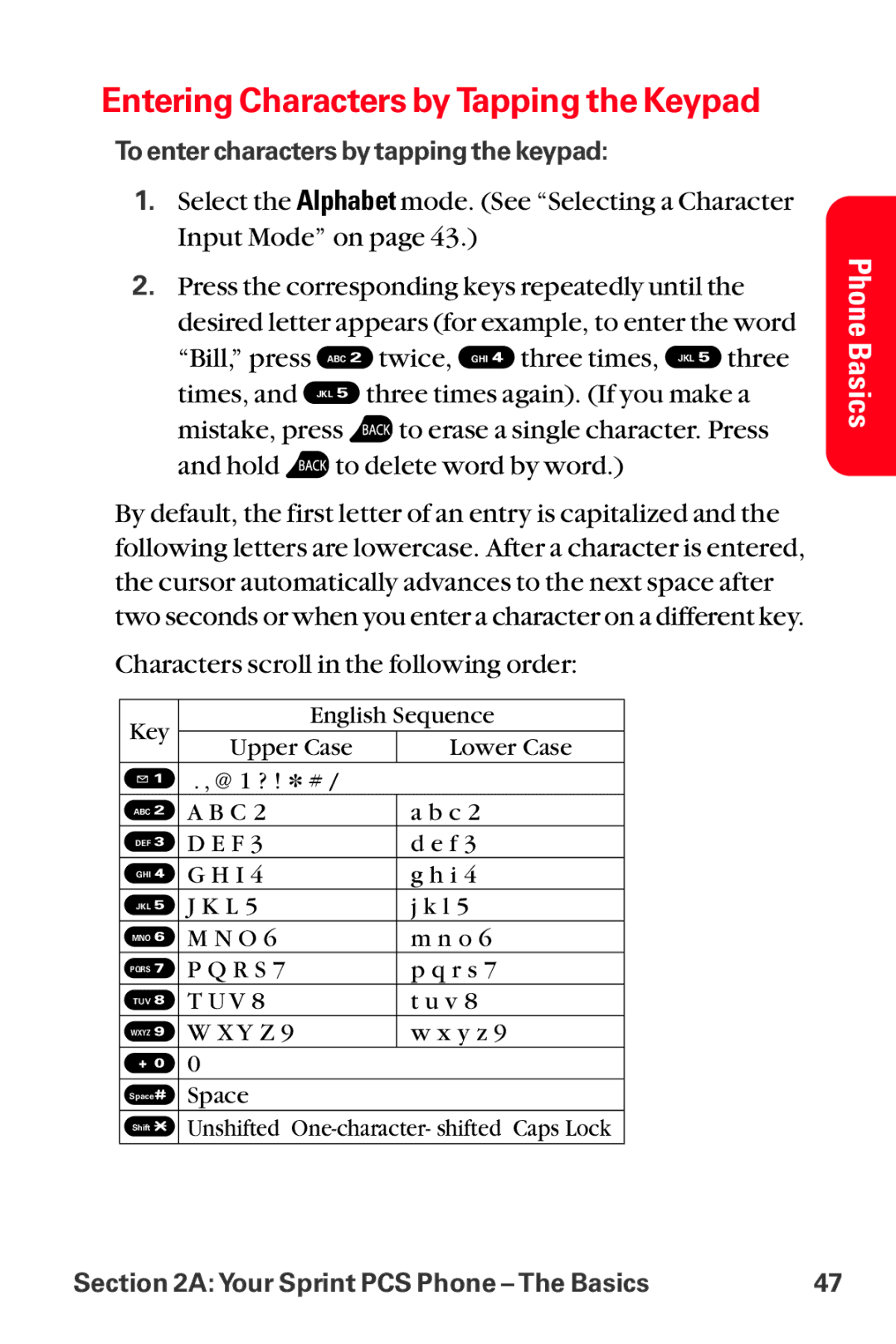 Sanyo MM-8300 manual Entering Characters by Tapping the Keypad 