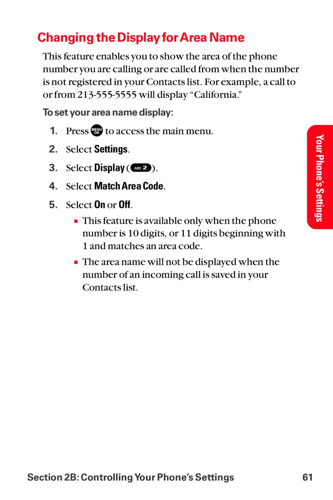 Sanyo MM-8300 manual Changing the Display for Area Name, Select Match Area Code 