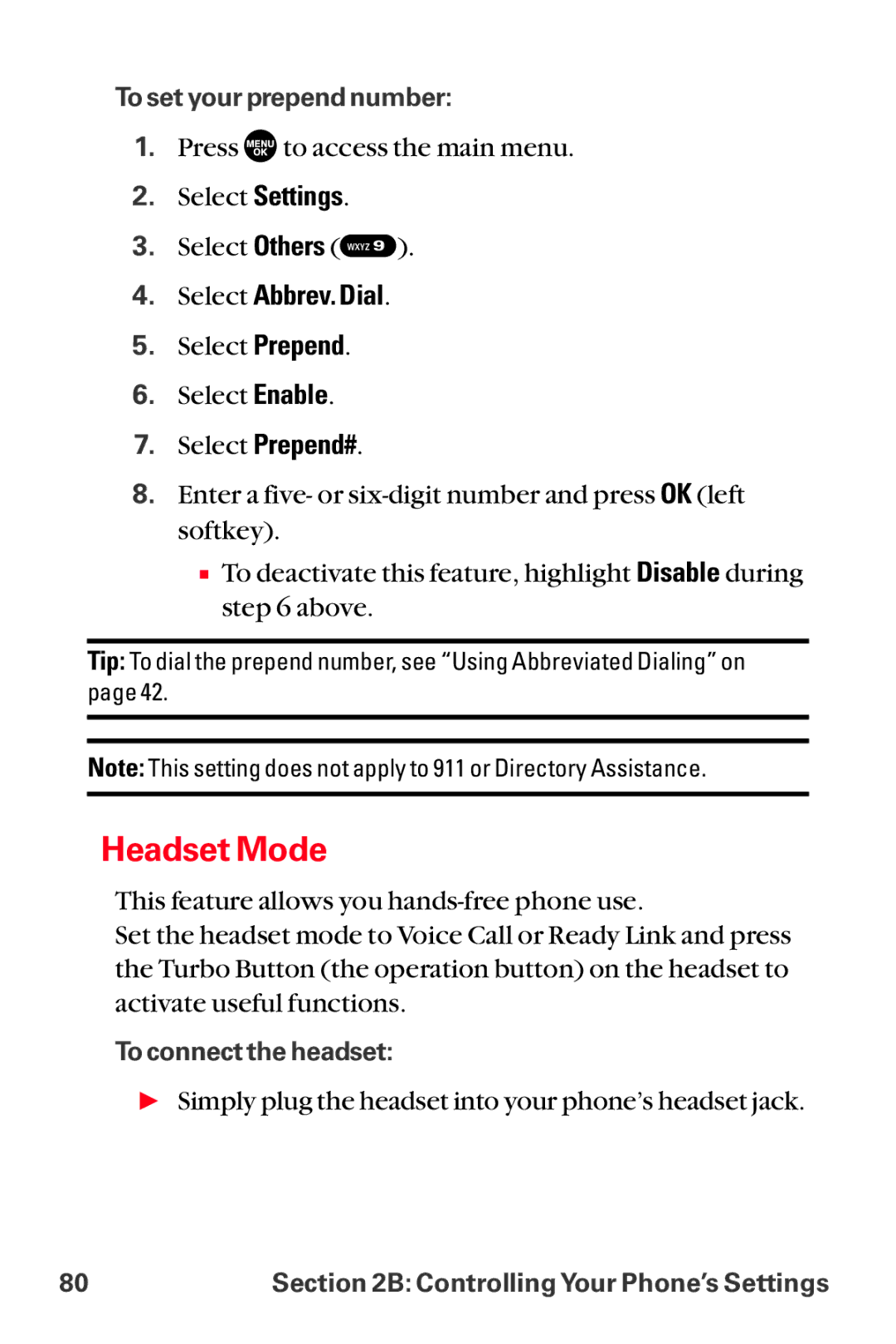 Sanyo MM-8300 manual Headset Mode, Select Abbrev. Dial 