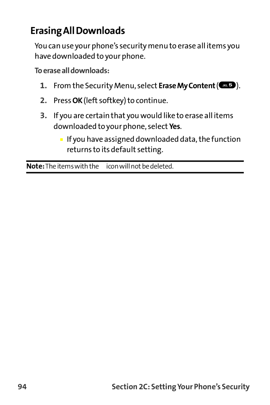 Sanyo MM-9000 manual Erasing All Downloads, Toerasealldownloads 