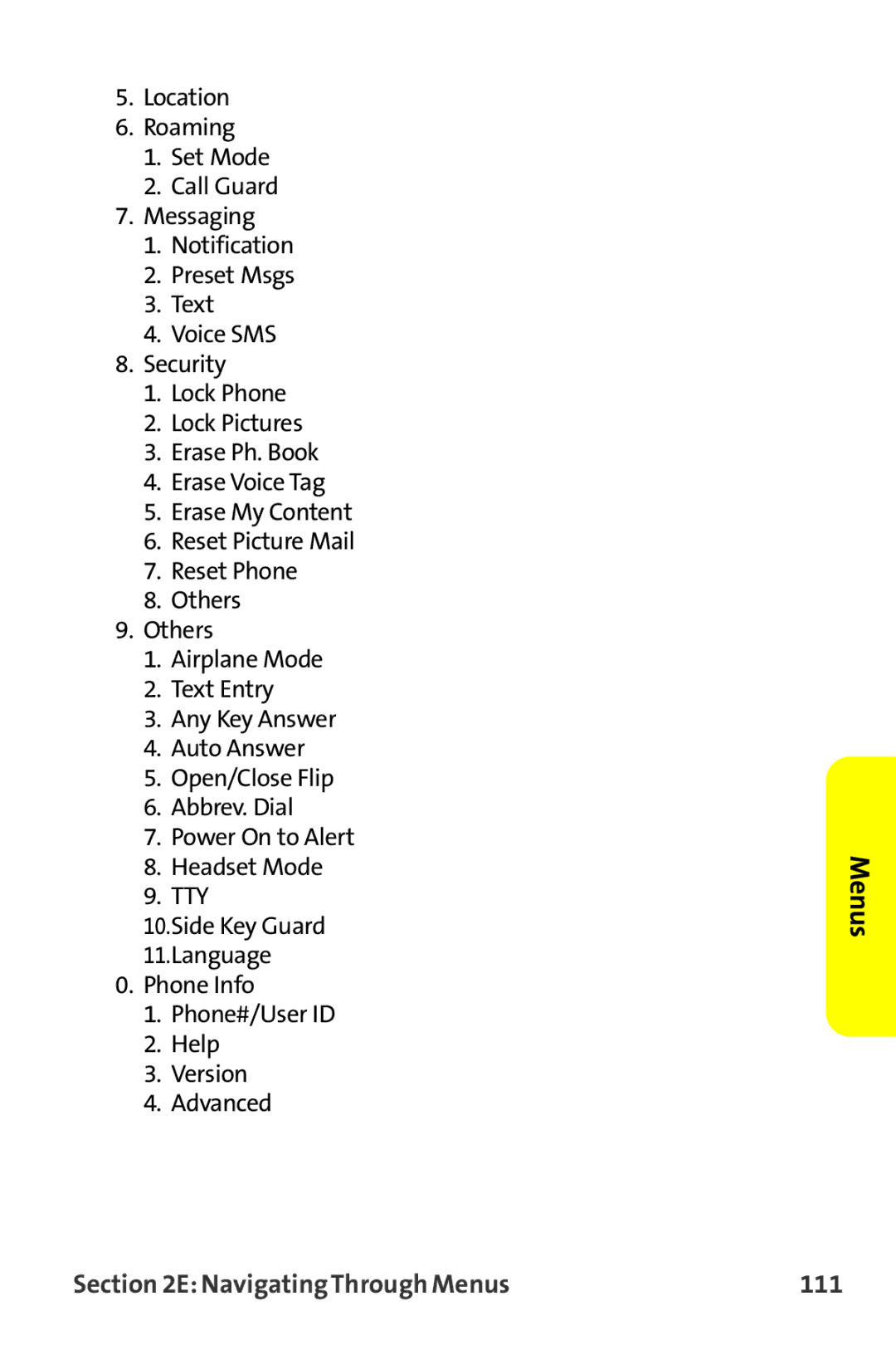 Sanyo MM-9000 manual Navigating Through Menus 111 