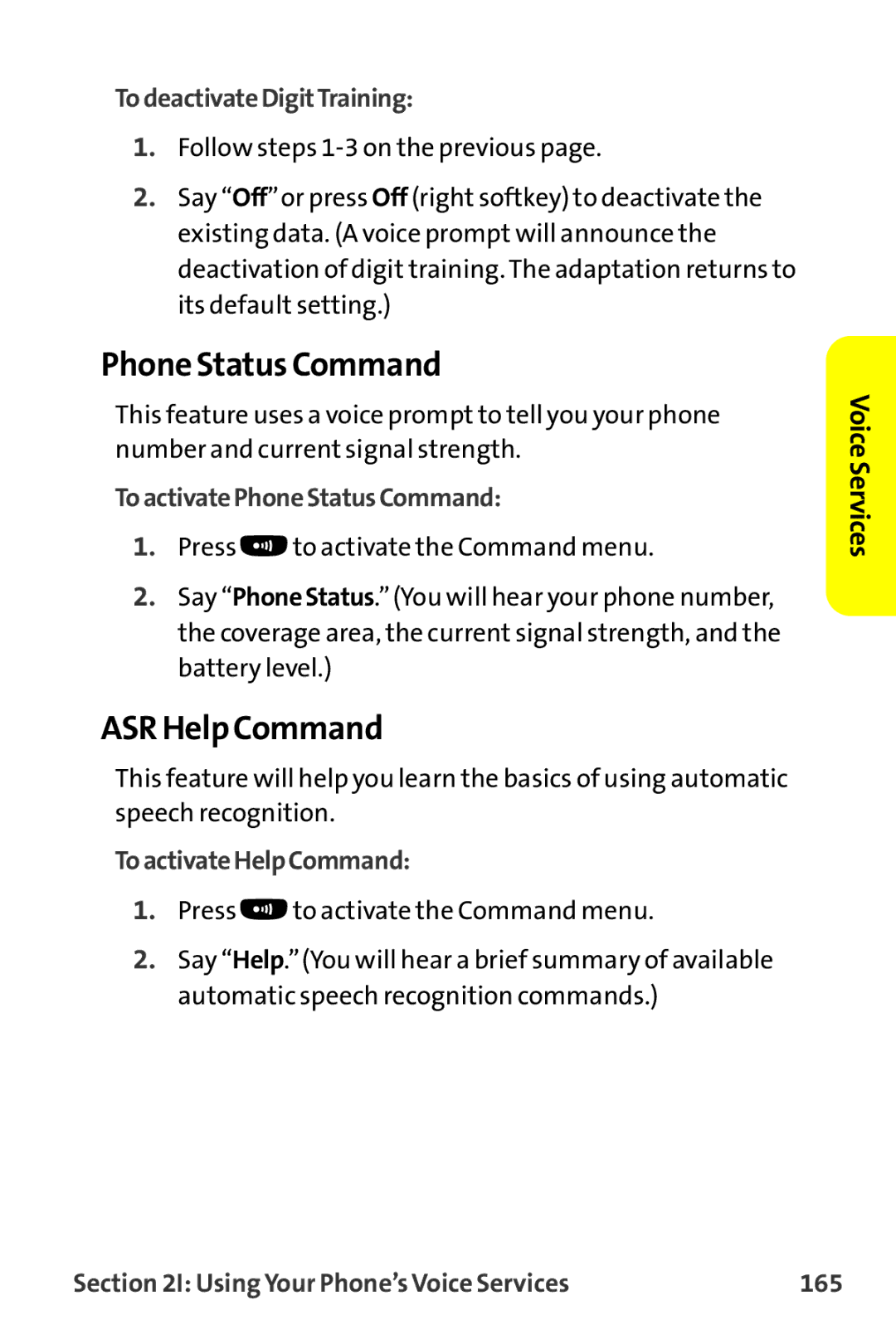 Sanyo MM-9000 manual Phone Status Command, ASR HelpCommand 