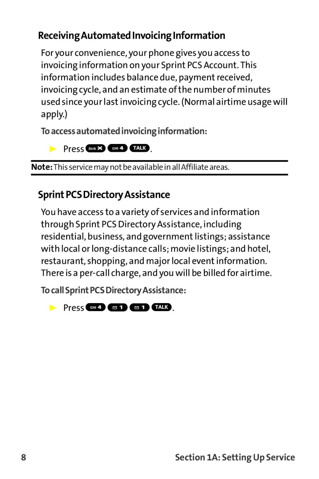 Sanyo MM-9000 ReceivingAutomatedInvoicingInformation, SprintPCSDirectoryAssistance, Toaccessautomatedinvoicinginformation 