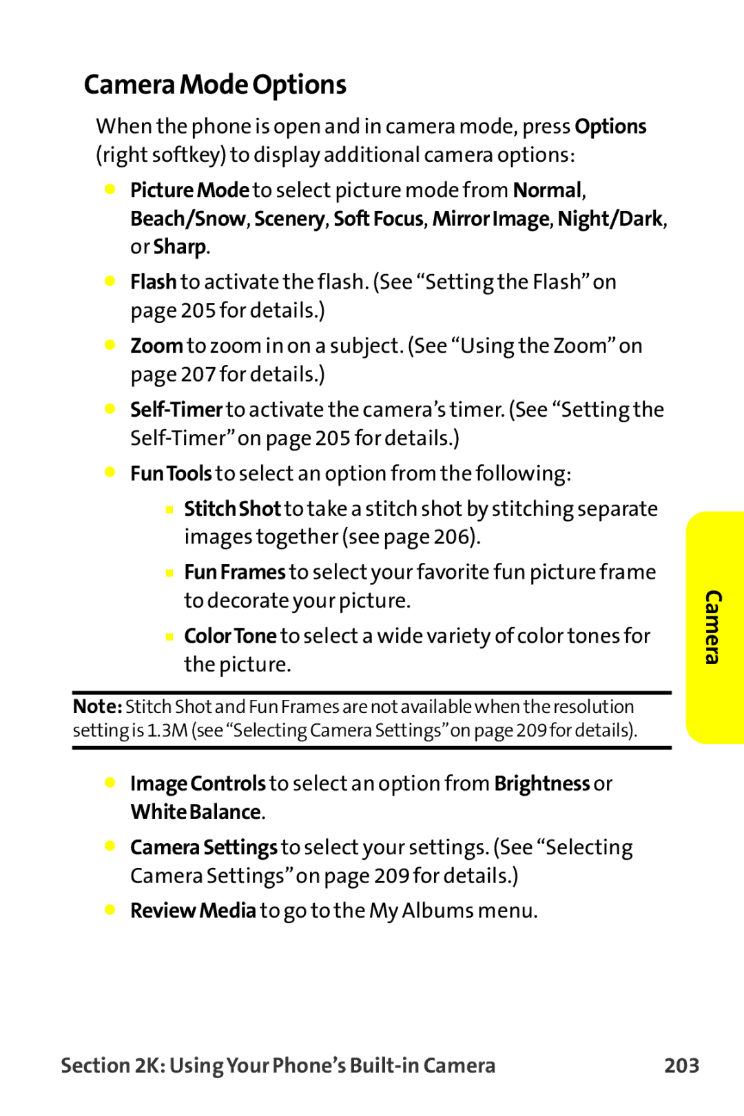 Sanyo MM-9000 manual Camera Mode Options, Using Your Phone’s Built-in Camera 203 