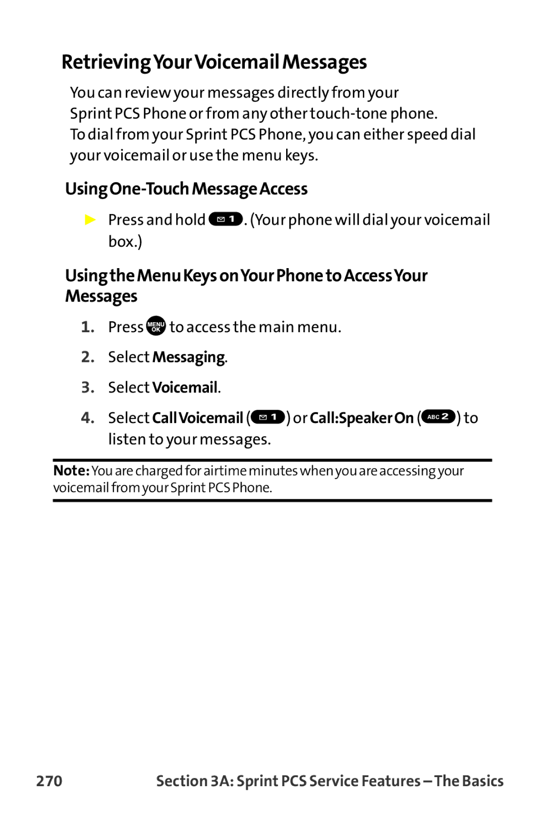 Sanyo MM-9000 manual RetrievingYourVoicemail Messages, UsingOne-TouchMessageAccess, 270 