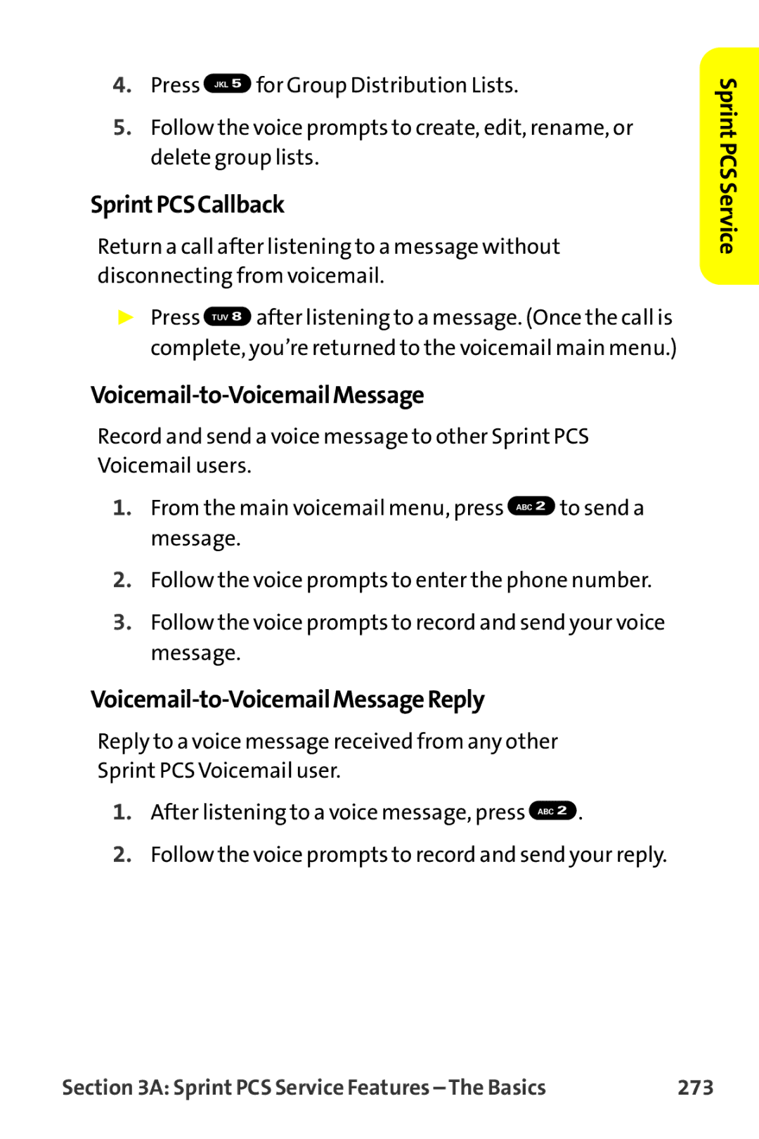 Sanyo MM-9000 manual SprintPCSCallback, Voicemail-to-VoicemailMessageReply, 273 