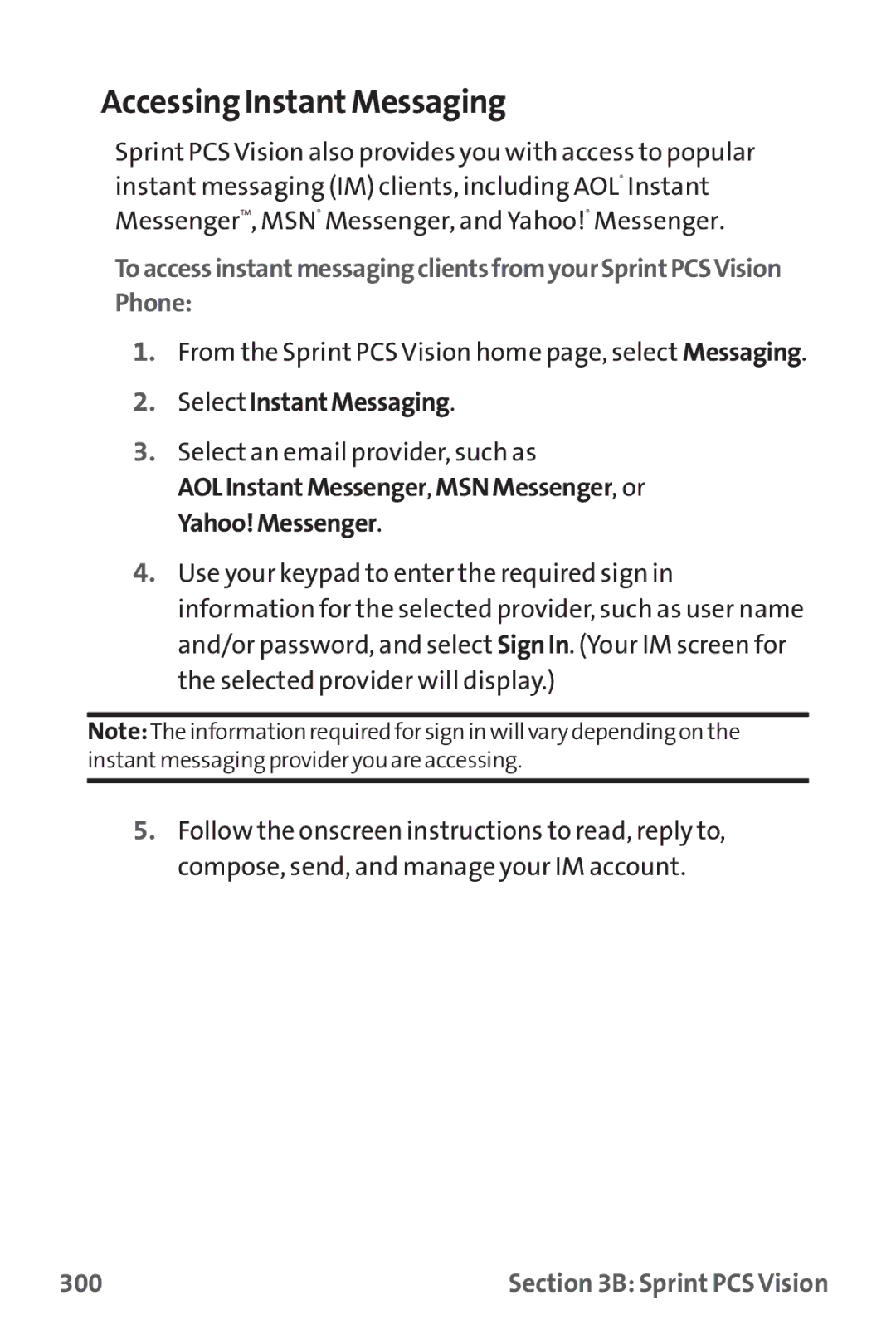 Sanyo MM-9000 manual Accessing InstantMessaging, Select InstantMessaging, 300 