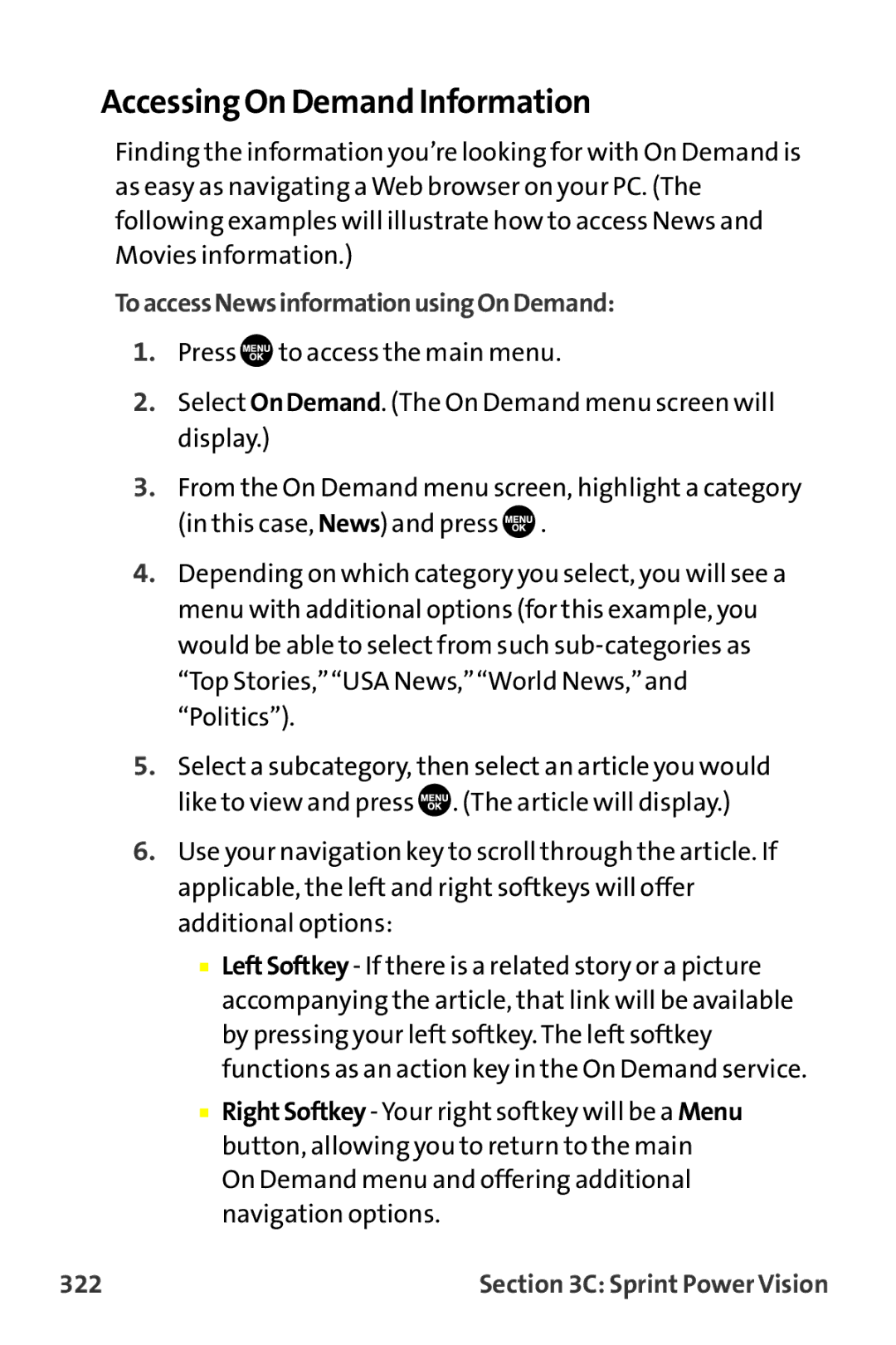 Sanyo MM-9000 manual Accessing On Demand Information, ToaccessNewsinformationusingOnDemand, 322 