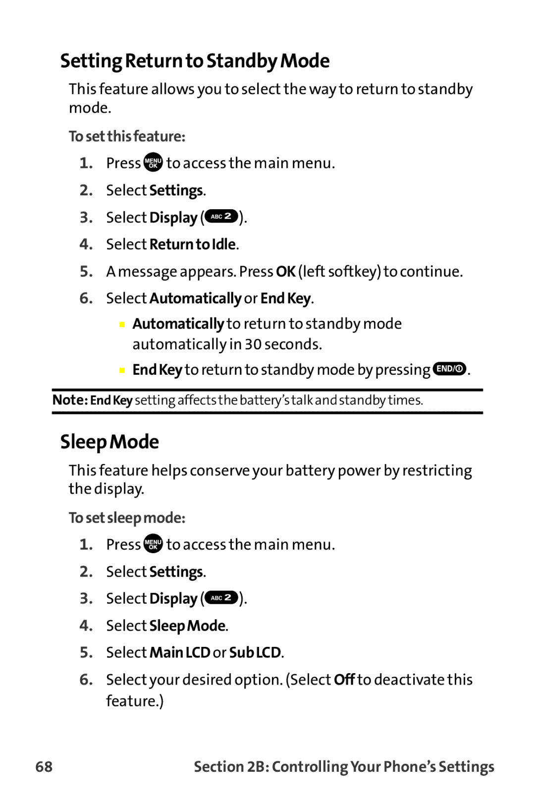Sanyo MM-9000 manual Setting Return to StandbyMode, Sleep Mode, Tosetthisfeature, Tosetsleepmode 