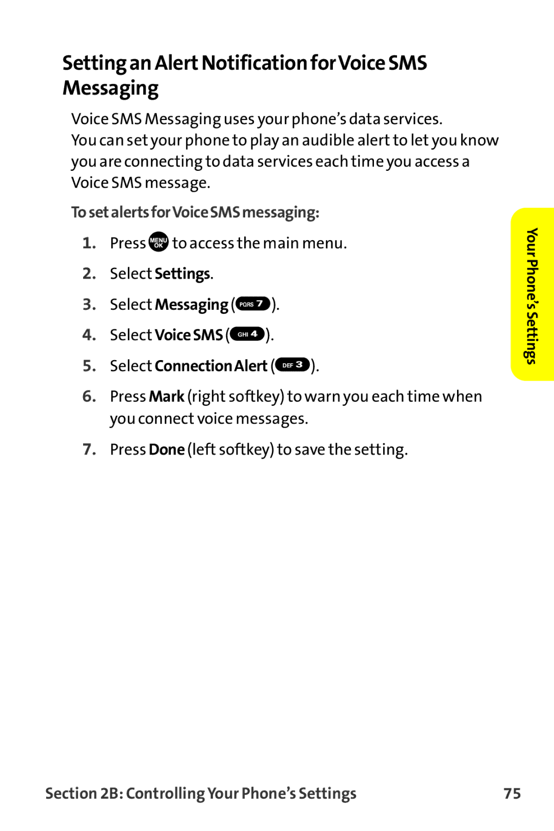 Sanyo MM-9000 manual Setting an AlertNotification forVoice SMS Messaging, TosetalertsforVoiceSMSmessaging 