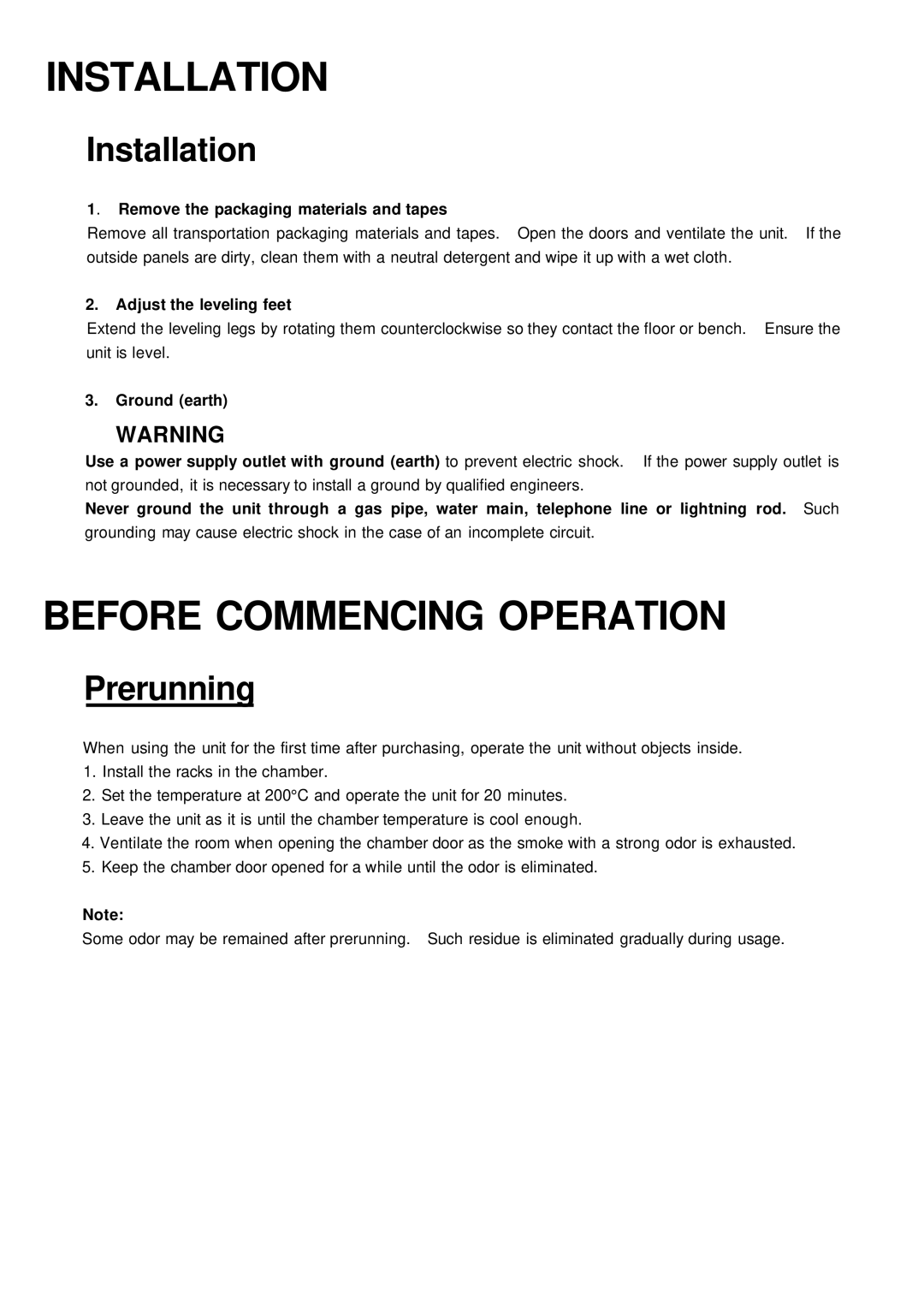 Sanyo MOV-212S, MOV-112S instruction manual Before Commencing Operation, Installation, Prerunning 