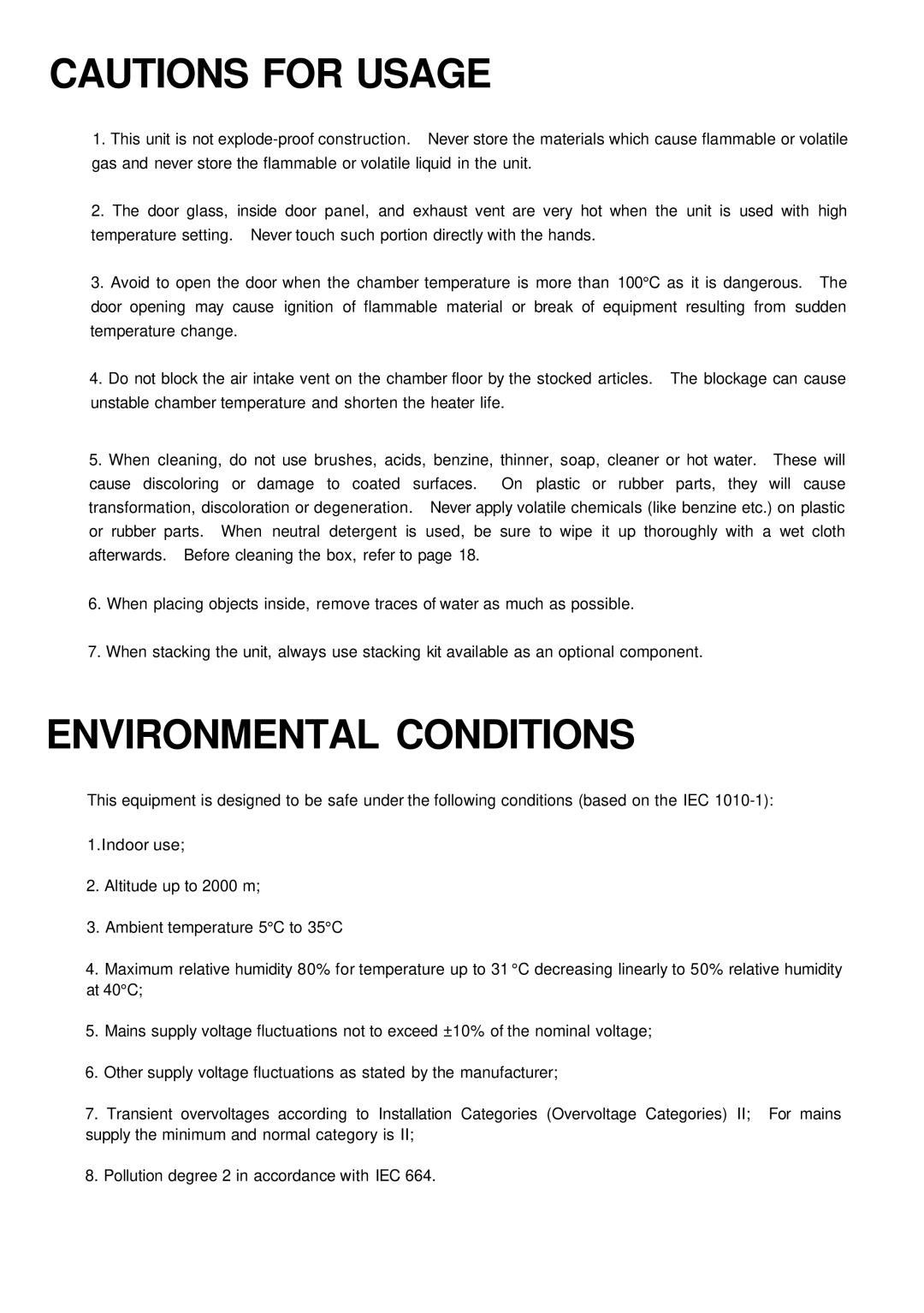 Sanyo MOV-112S, MOV-212S instruction manual Environmental Conditions 