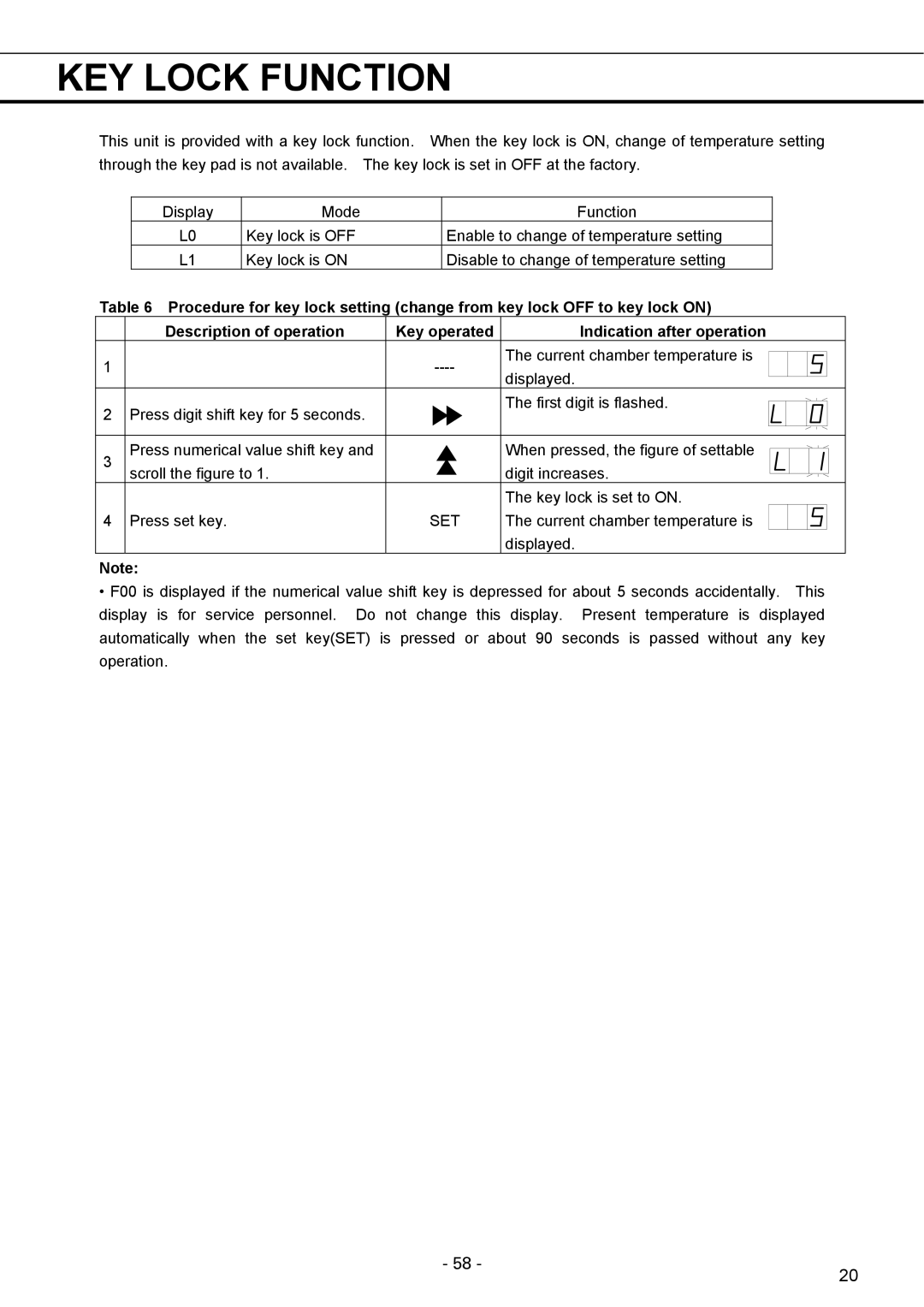 Sanyo MPR-1411R instruction manual KEY Lock Function 