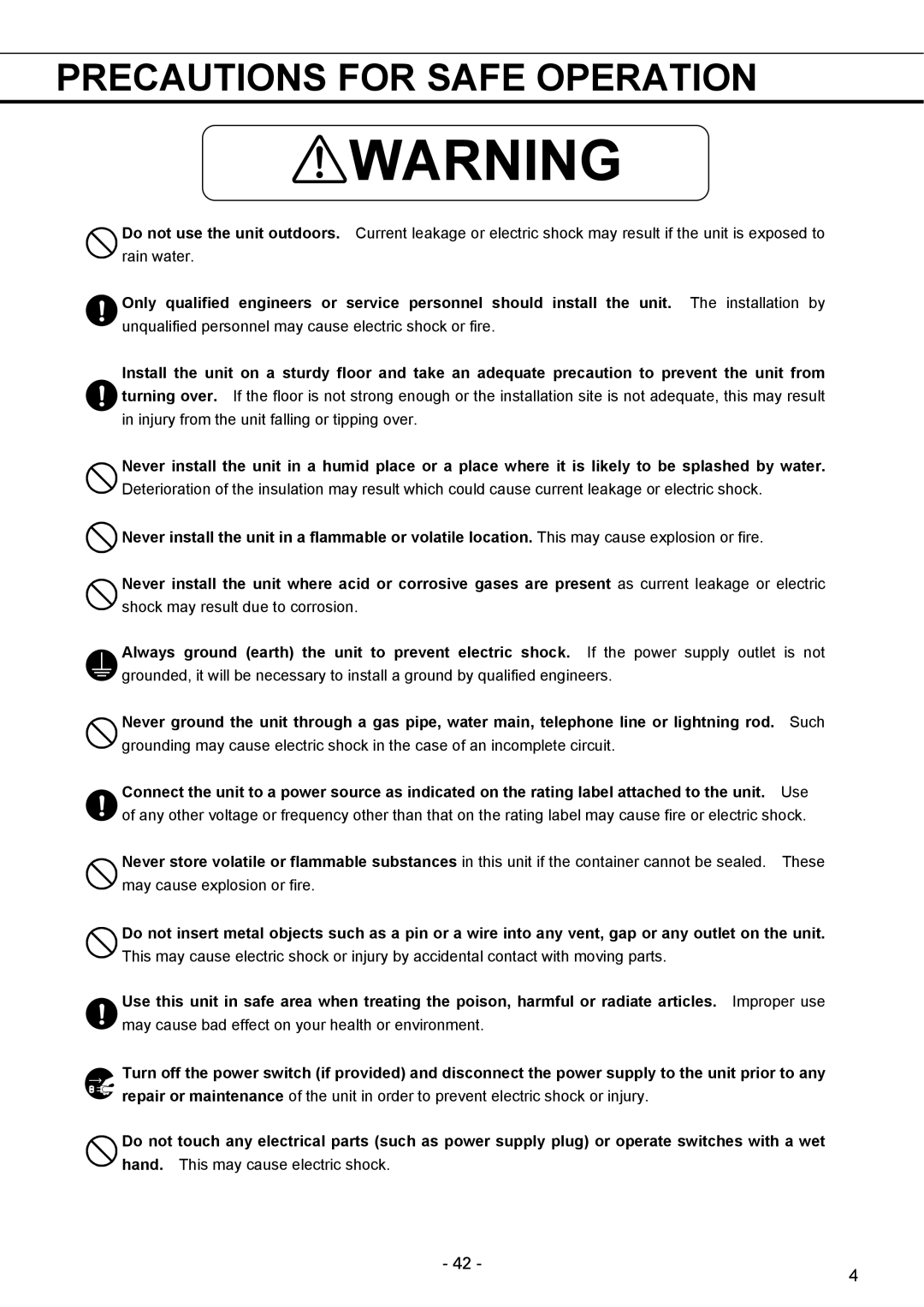 Sanyo MPR-1411R instruction manual Unqualified personnel may cause electric shock or fire 