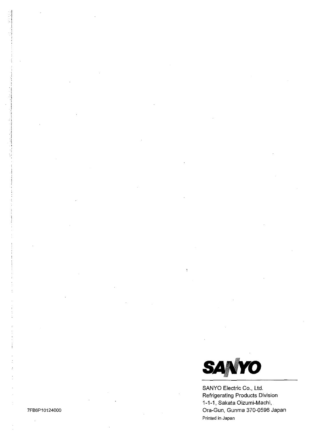 Sanyo MPR-311D(H) instruction manual Refrigerating Products Division 