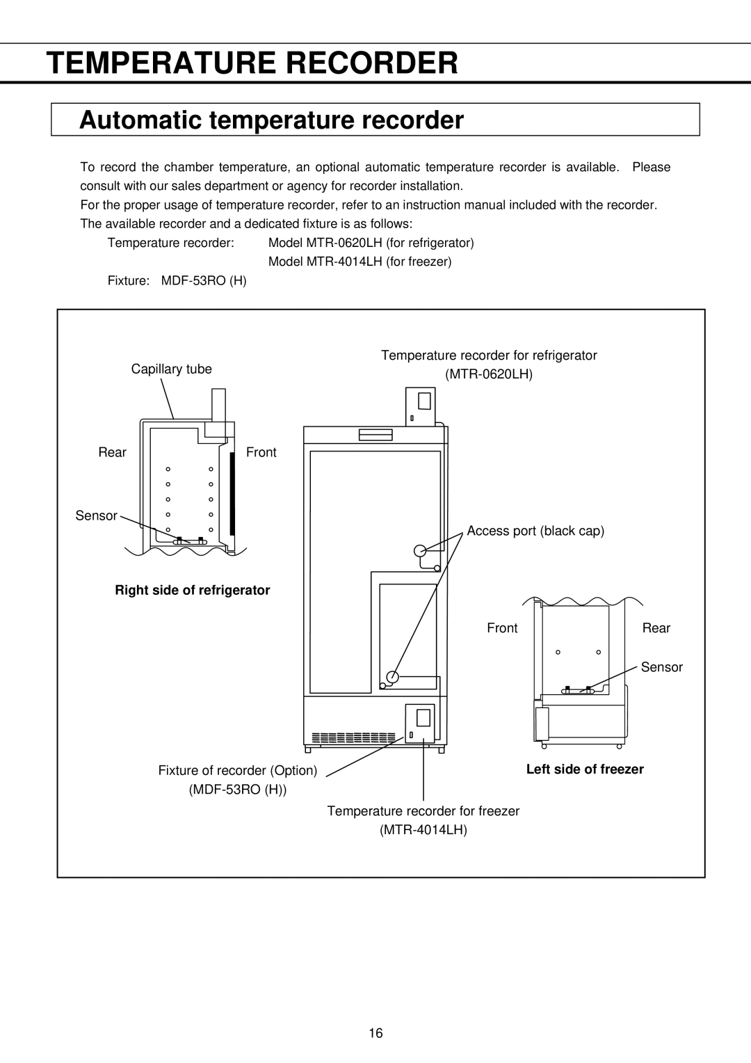 Sanyo MPR-411FR instruction manual Temperature Recorder, Automatic temperature recorder 