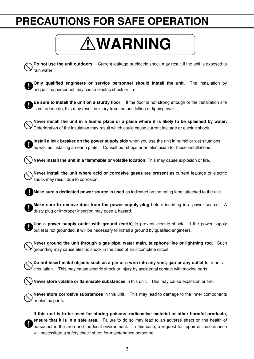 Sanyo MPR-411FR instruction manual Precautions for Safe Operation 