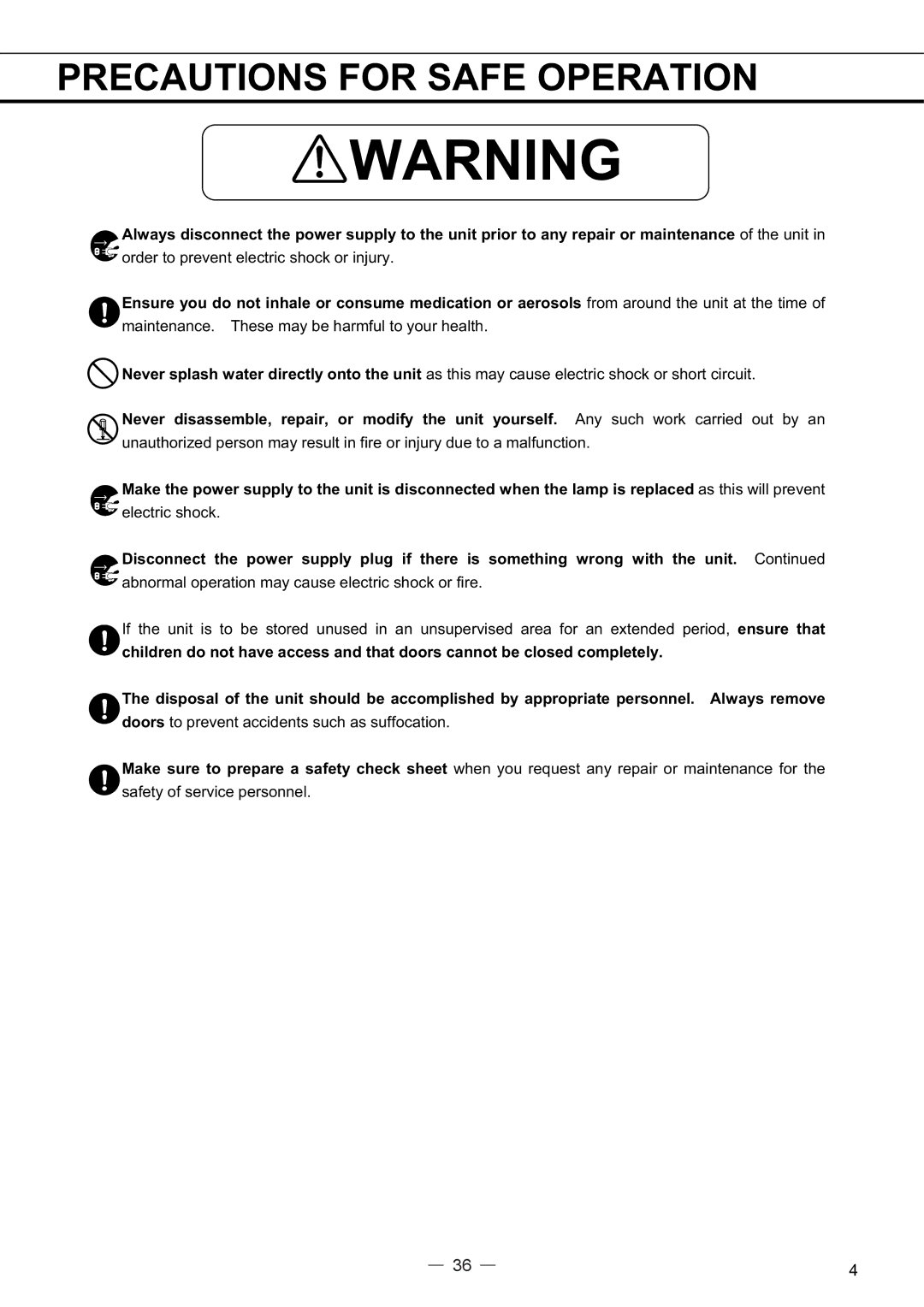 Sanyo MPR-414FS instruction manual Order to prevent electric shock or injury 