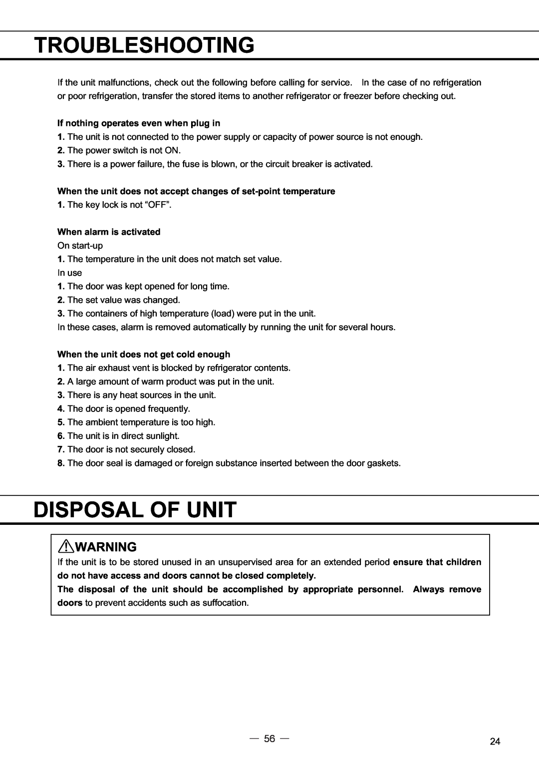 Sanyo MPR-414FS instruction manual Troubleshooting, Disposal Of Unit 
