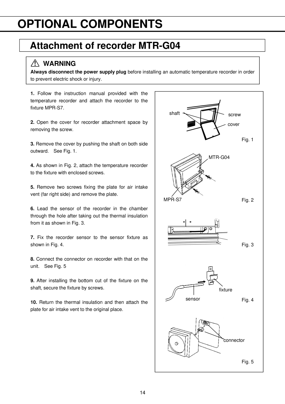 Sanyo MPR-1013R, MPR-513R instruction manual Attachment of recorder MTR-G04 