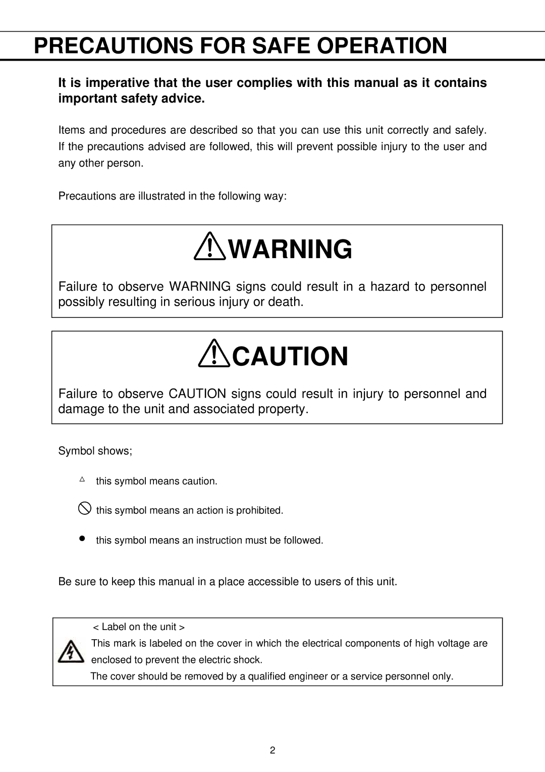 Sanyo MPR-1013R, MPR-513R instruction manual Precautions for Safe Operation, Symbol shows 