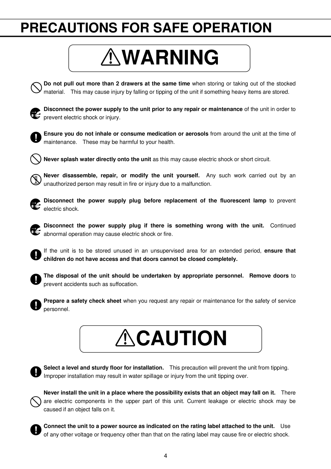 Sanyo MPR-513R, MPR-1013R instruction manual Prevent electric shock or injury 