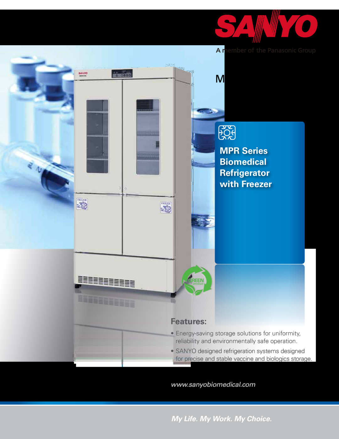 Sanyo MPR-715F manual Biomedical Refrigerator with Freezer Combination, MPR Series Biomedical Refrigerator with Freezer 