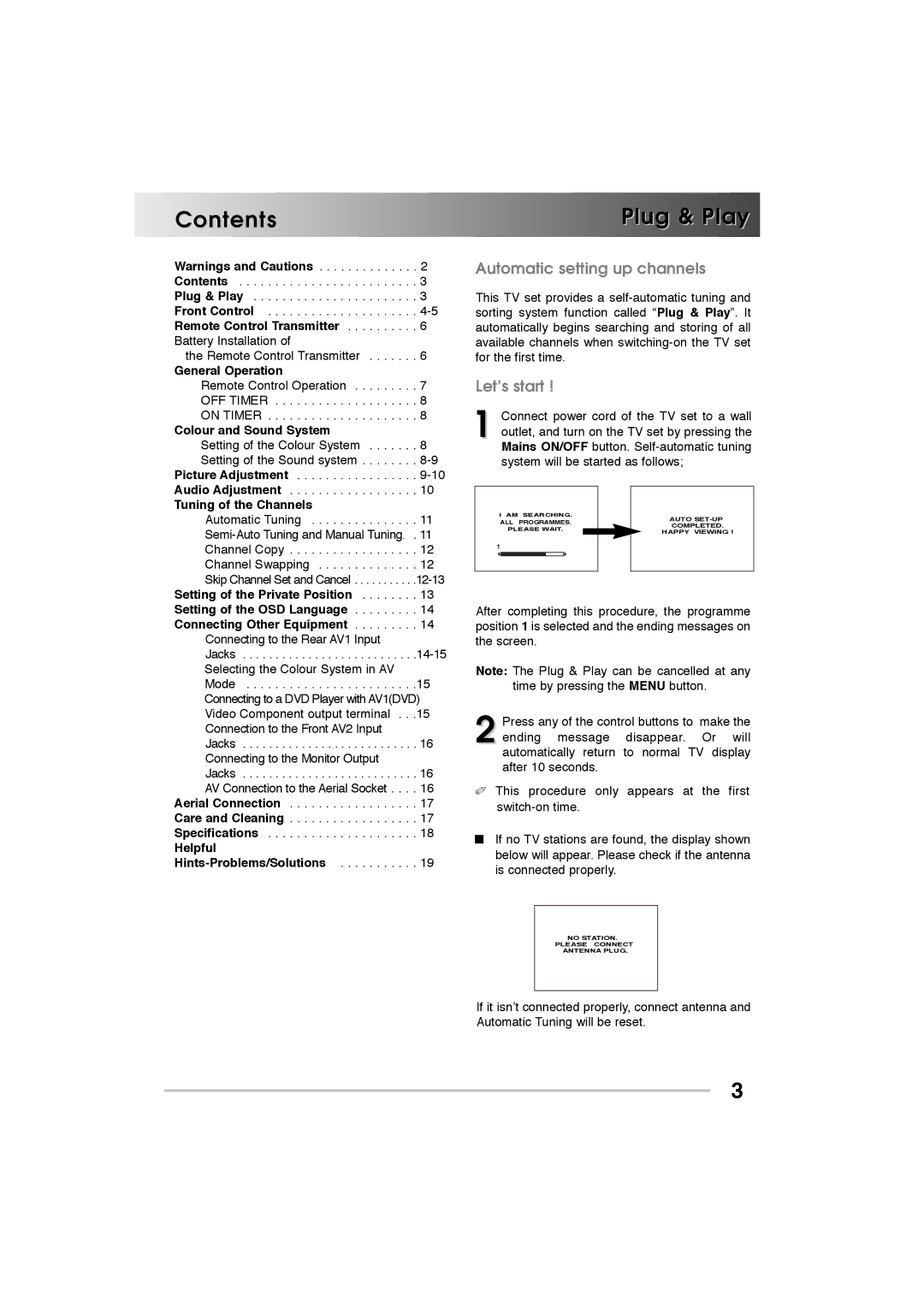 Sanyo P21CF1M, 21VF1K, A21CF1M instruction manual Contents Plug & Play 