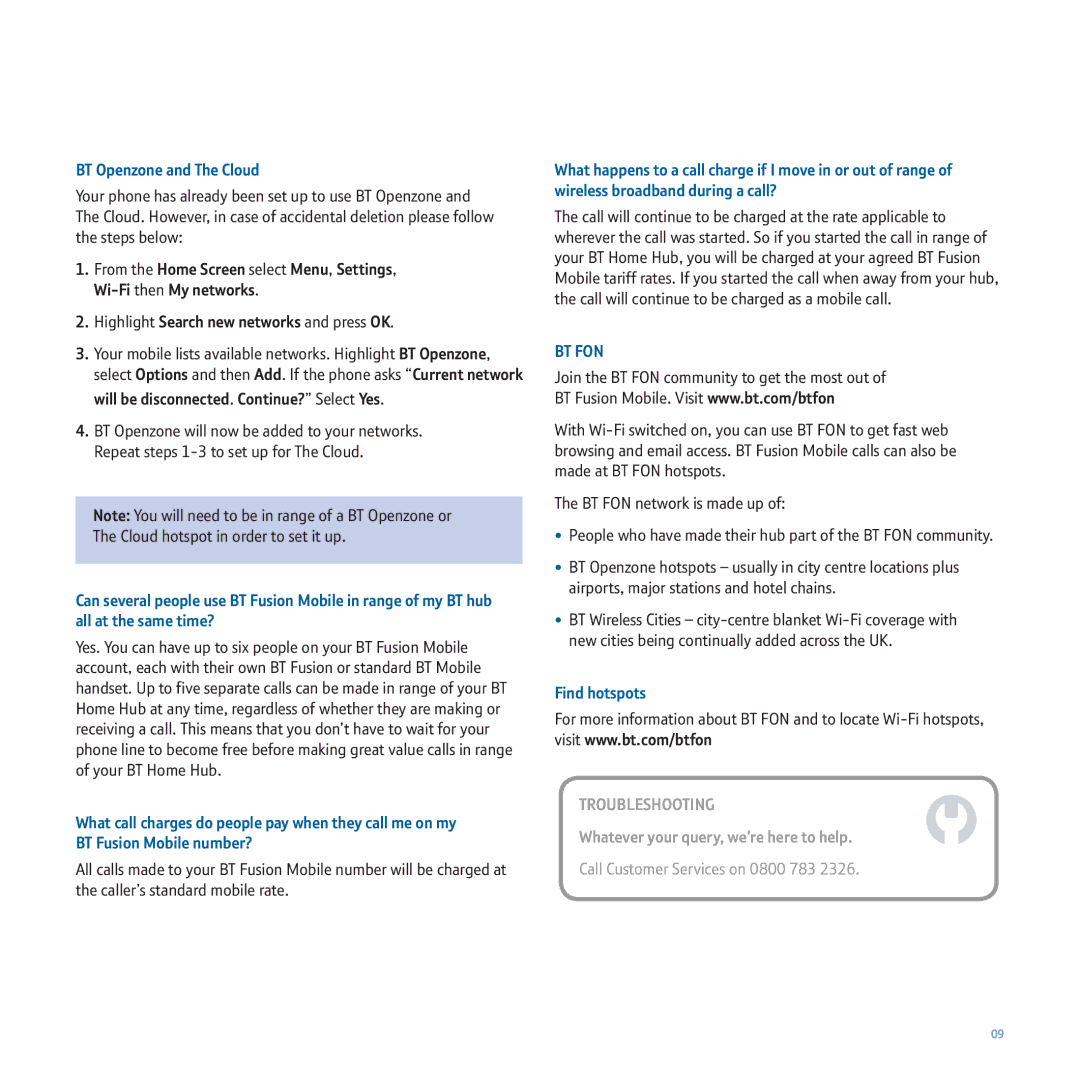 Sanyo P260 setup guide BT Openzone and The Cloud, Highlight Search new networks and press OK, Find hotspots 