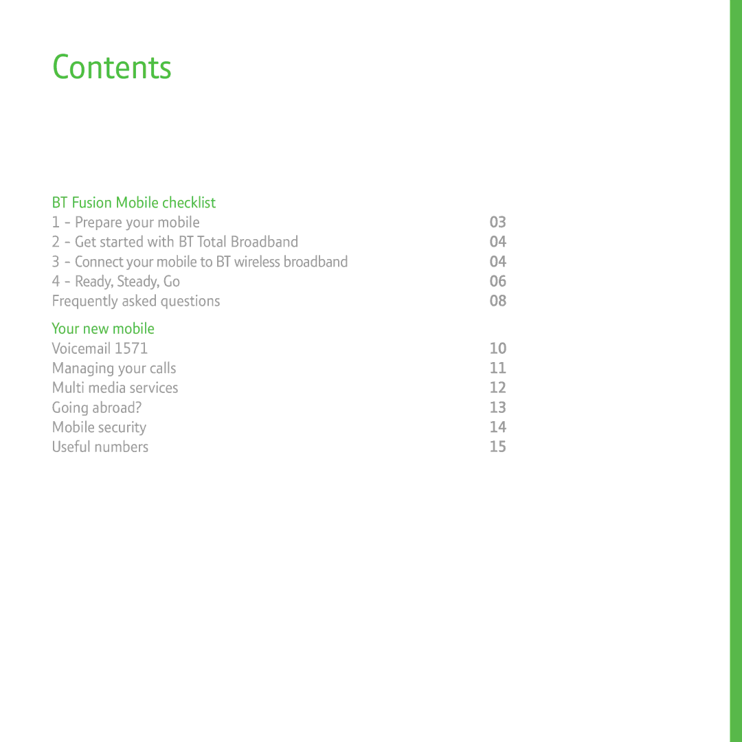 Sanyo P260 setup guide Contents 