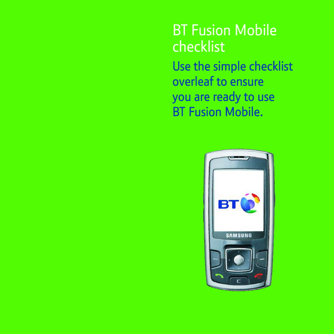 Sanyo P260 setup guide BT Fusion Mobile checklist 