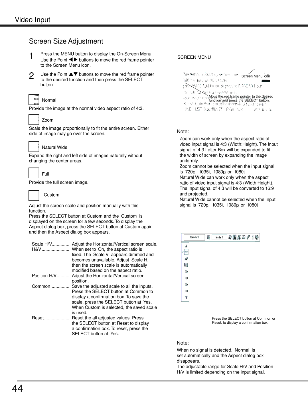 Sanyo PDG-DHT8000L owner manual Screen Size Adjustment, Natural Wide 