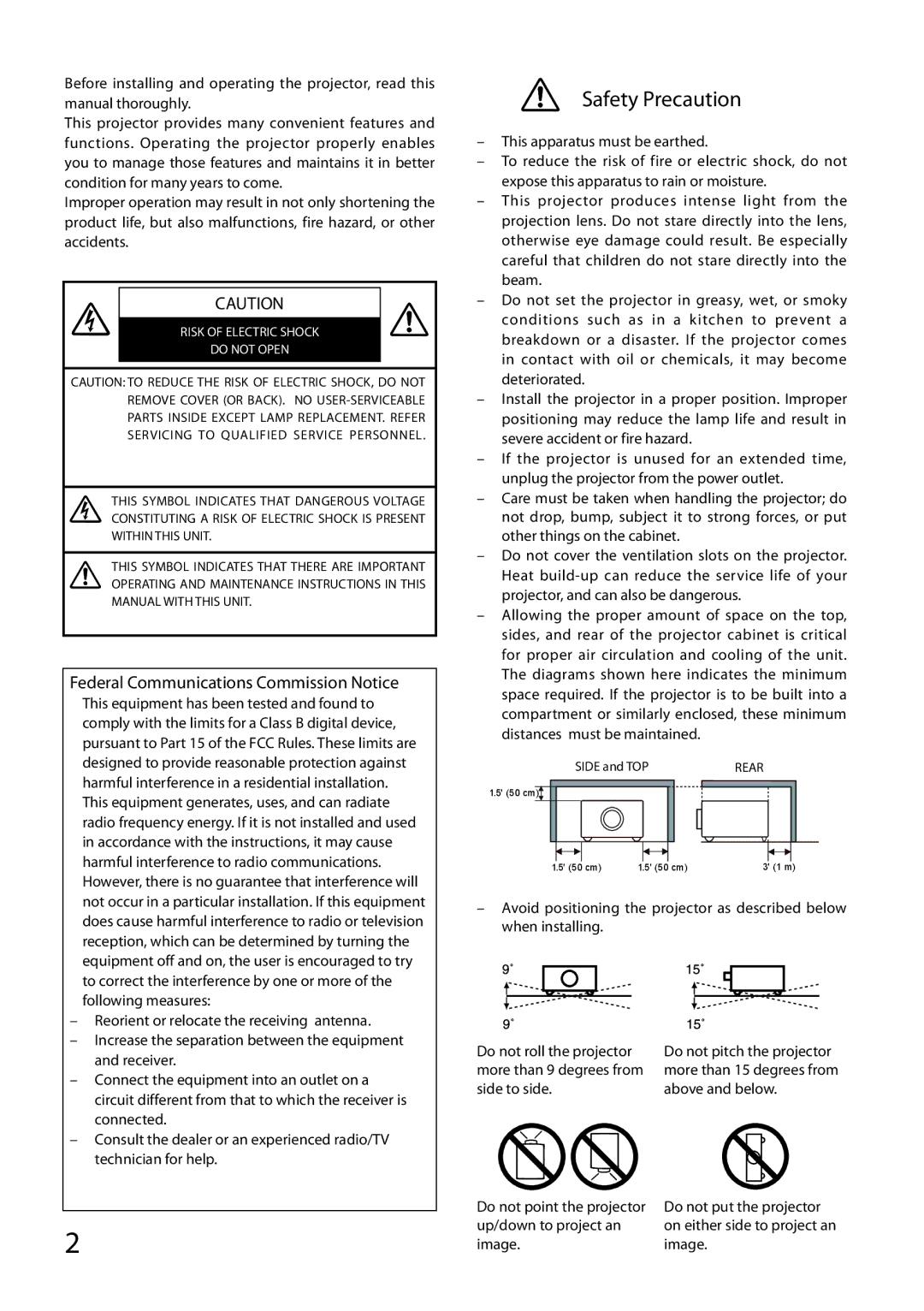 Sanyo PDG-DWL100 owner manual Safety Precaution 