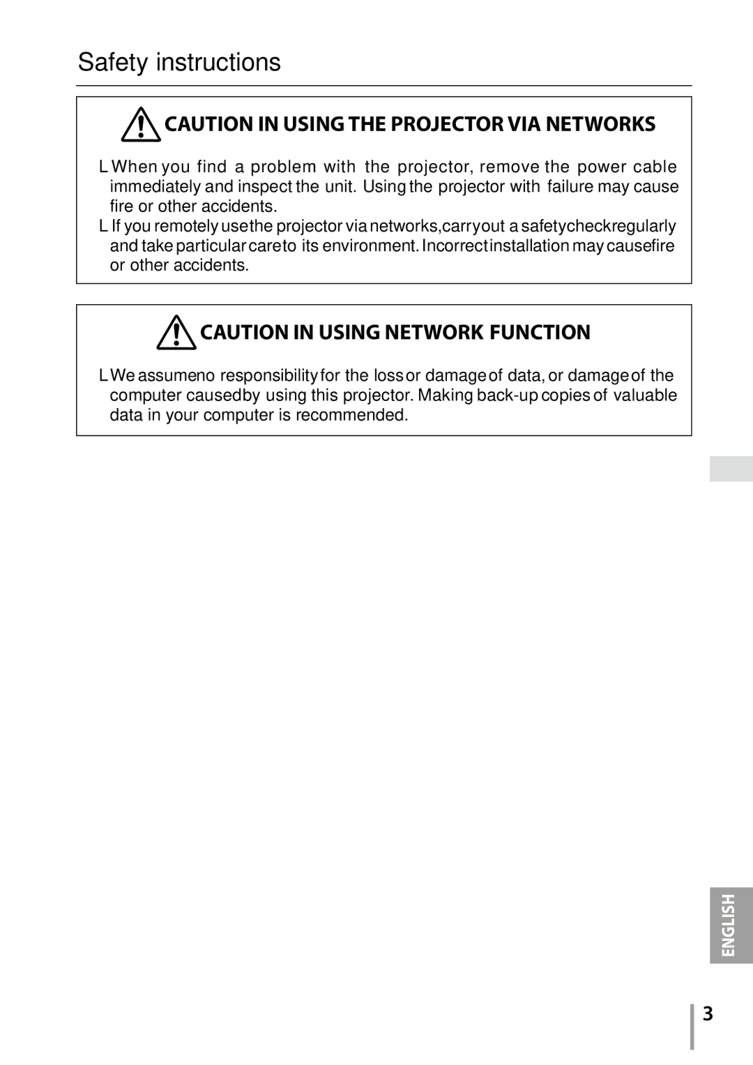 Sanyo PDG-DXL2000 owner manual Safety instructions 