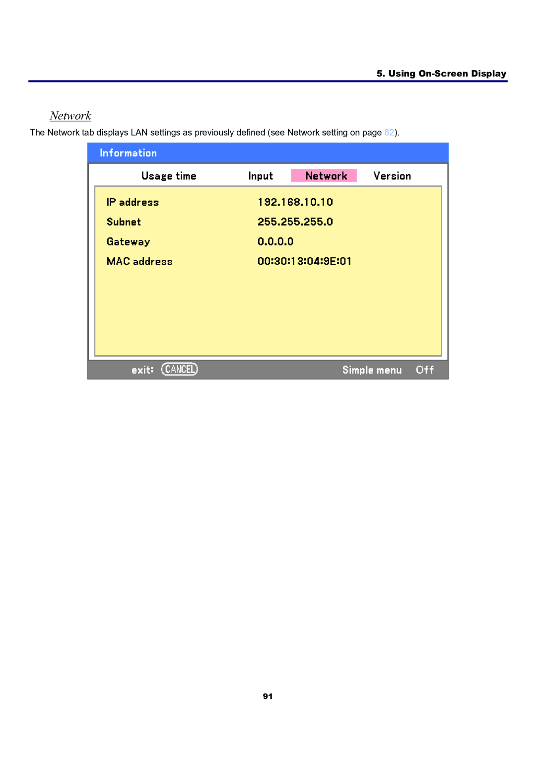 Sanyo PDG-DXT10L, PDG-DXT10KL manual Network 