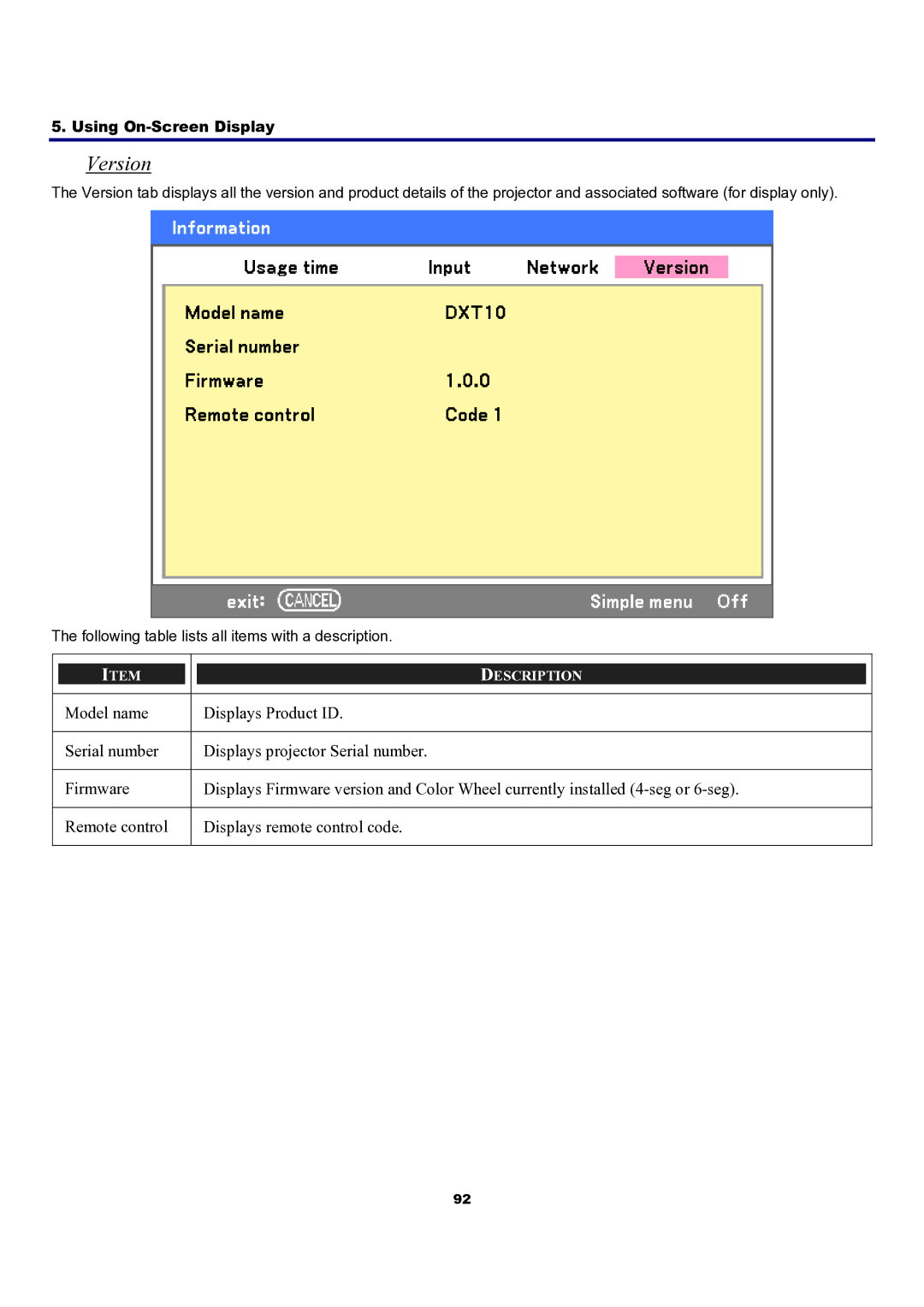 Sanyo PDG-DXT10KL, PDG-DXT10L manual Version 